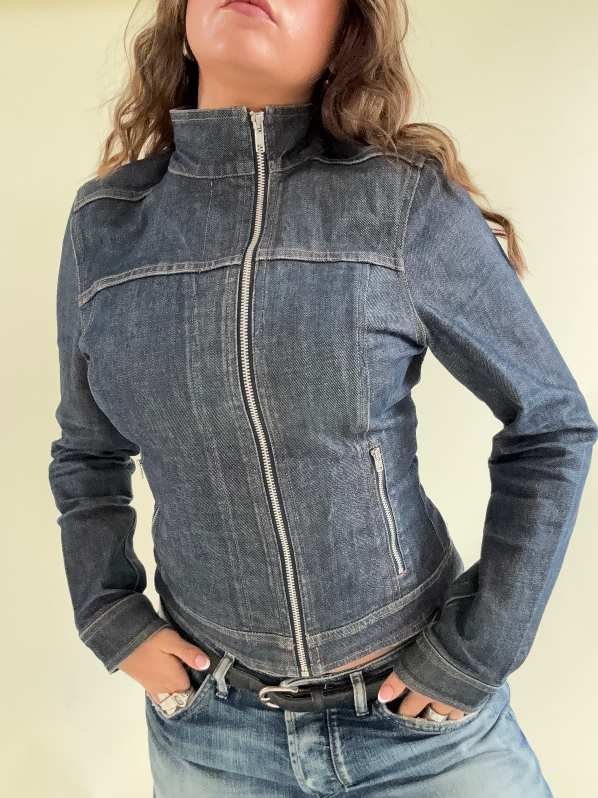 French Connection Asymmetric Denim Jacket (M)