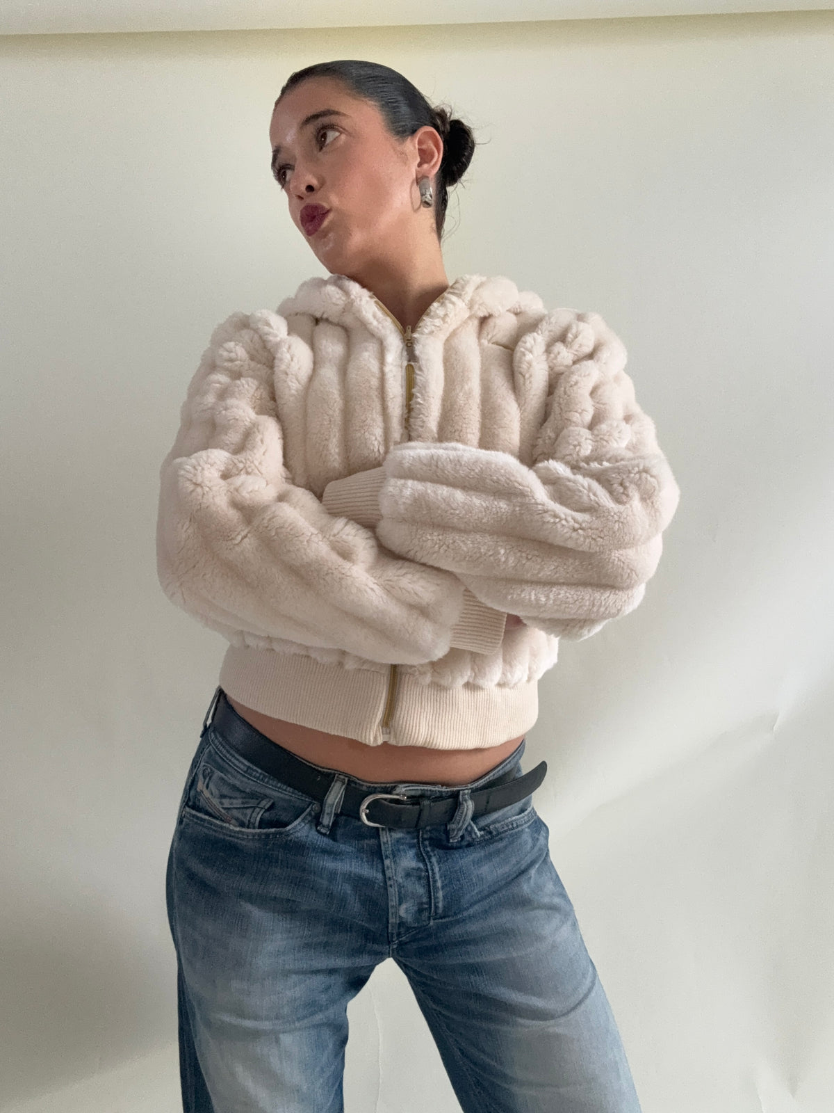 Faux Fur Hooded Jacket (XS)