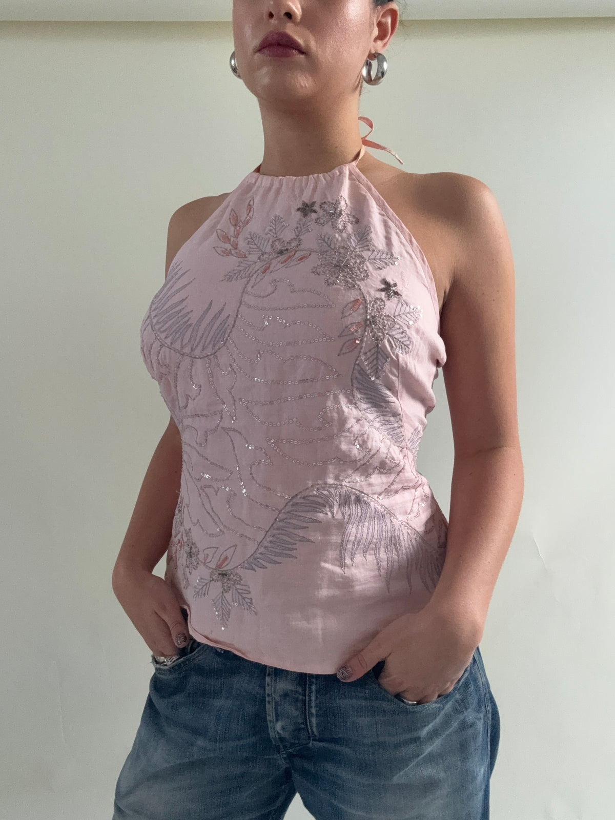 French Connection Sequin Halter-neck Top (UK12)