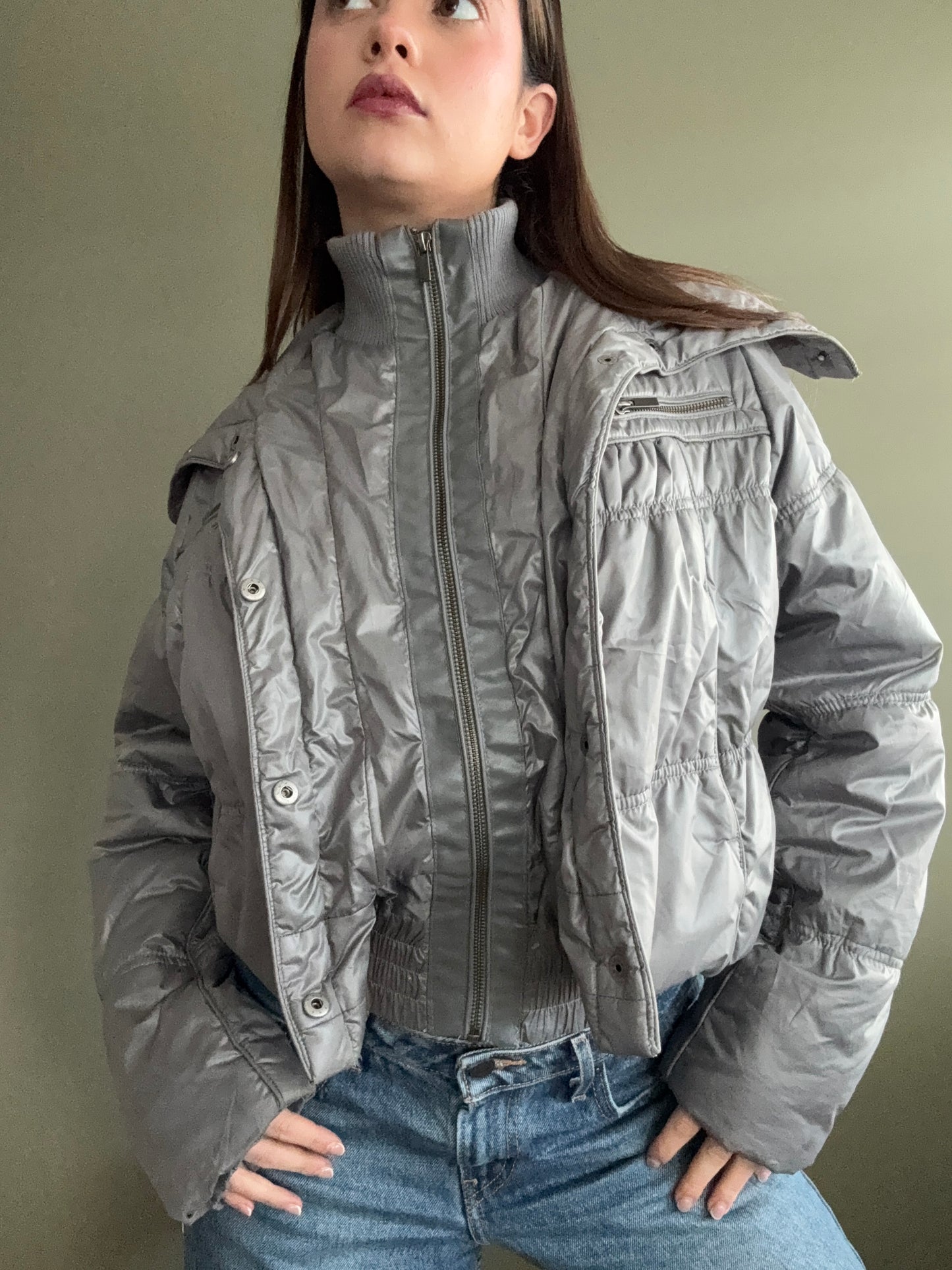 Silver Puffer Jacket (UK10)