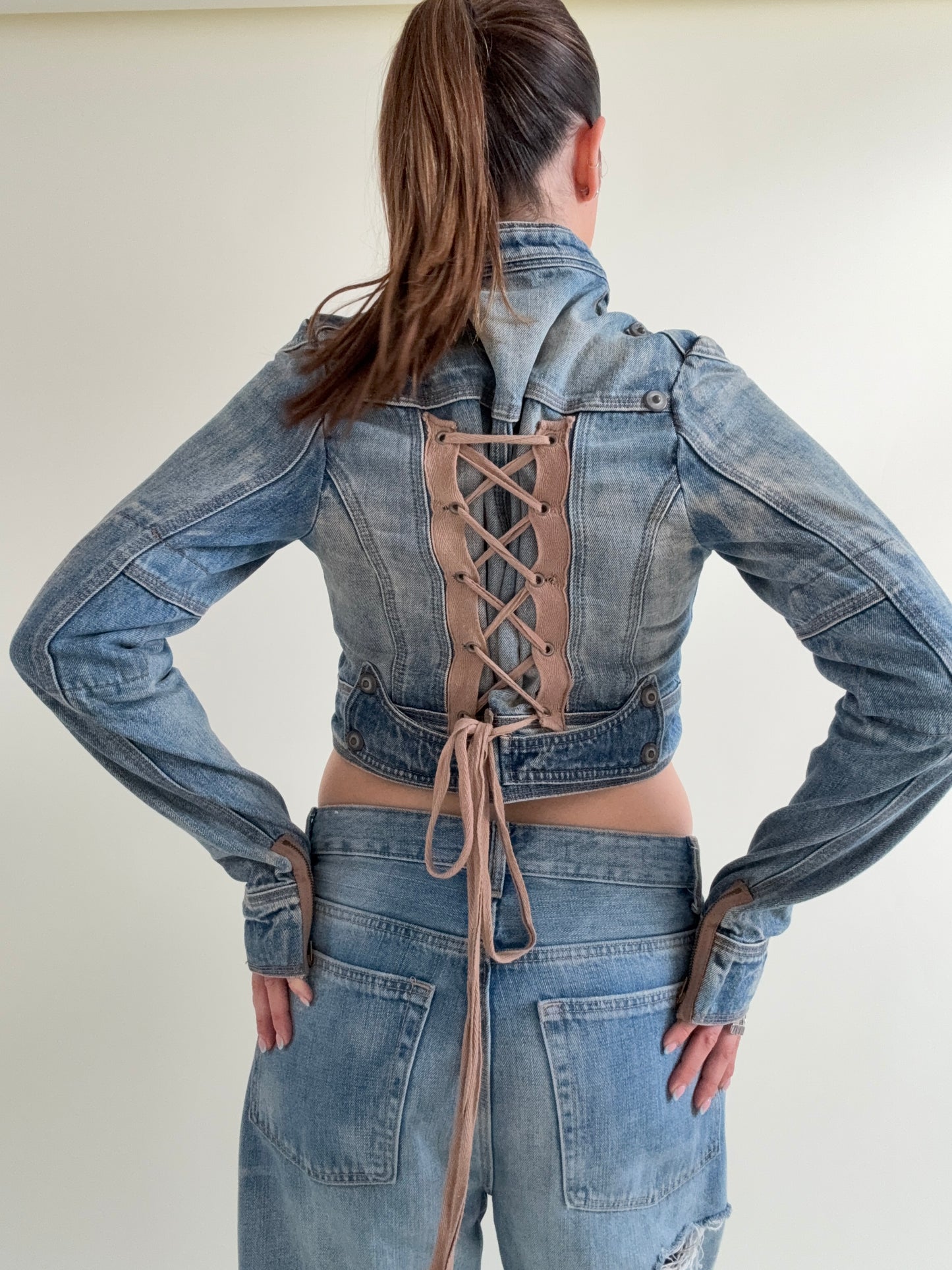 Cropped Denim Corset Jacket (UK14)