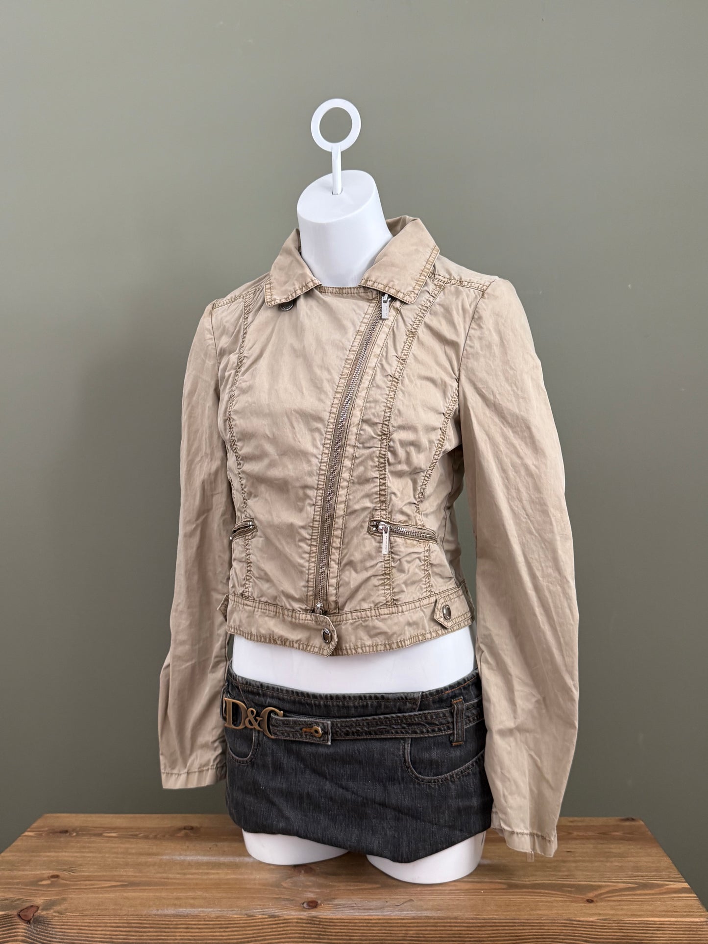 Karen Millen Asymmetric Biker Lightweight Jacket (UK10)