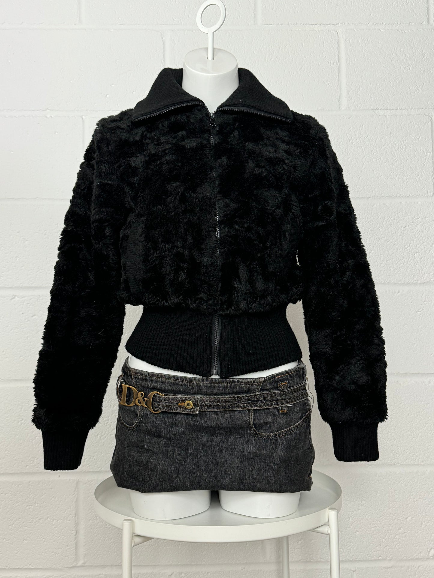 Black 00s Faux Fur Jacket