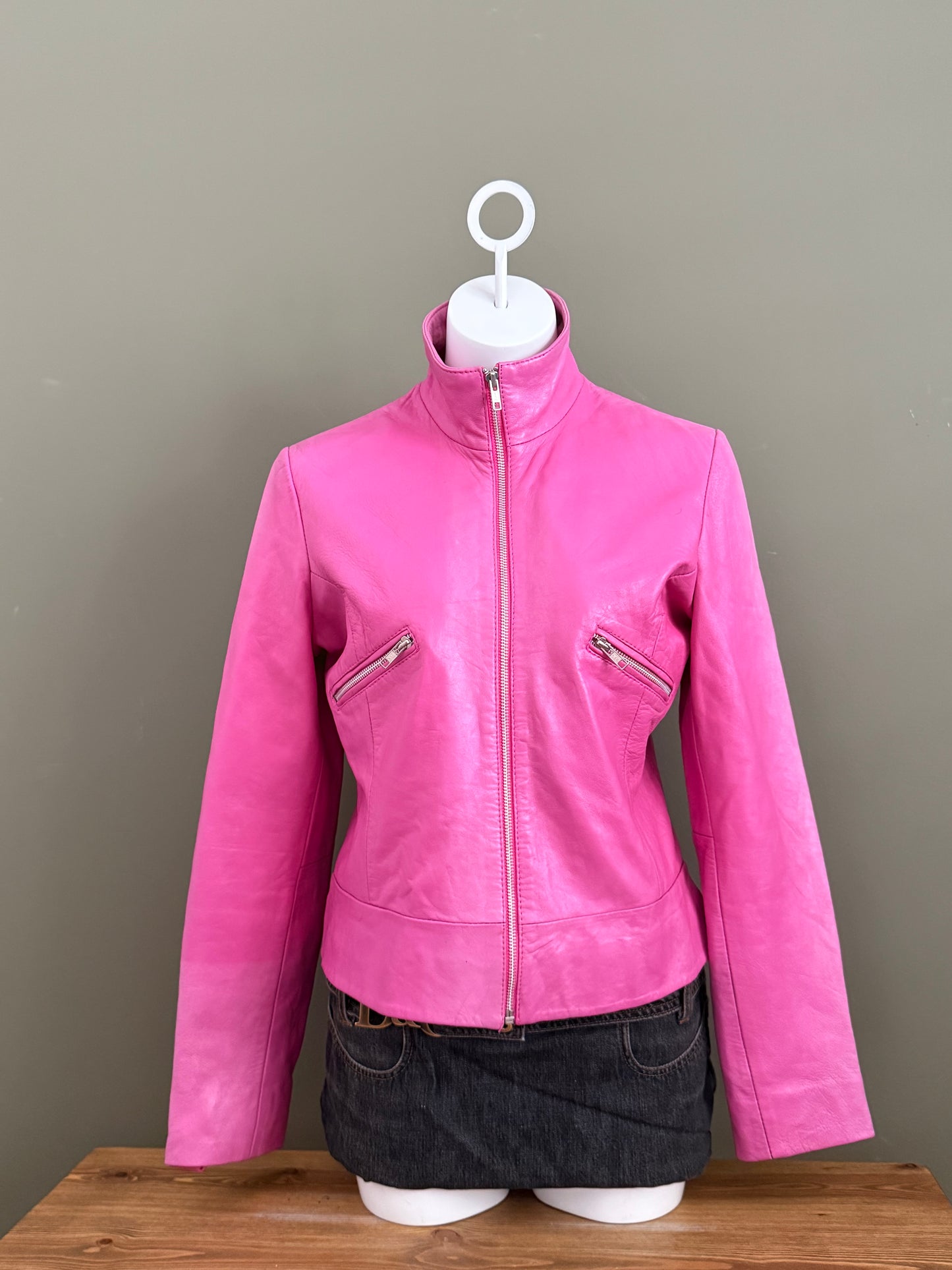 Pink Leather Jacket (M)
