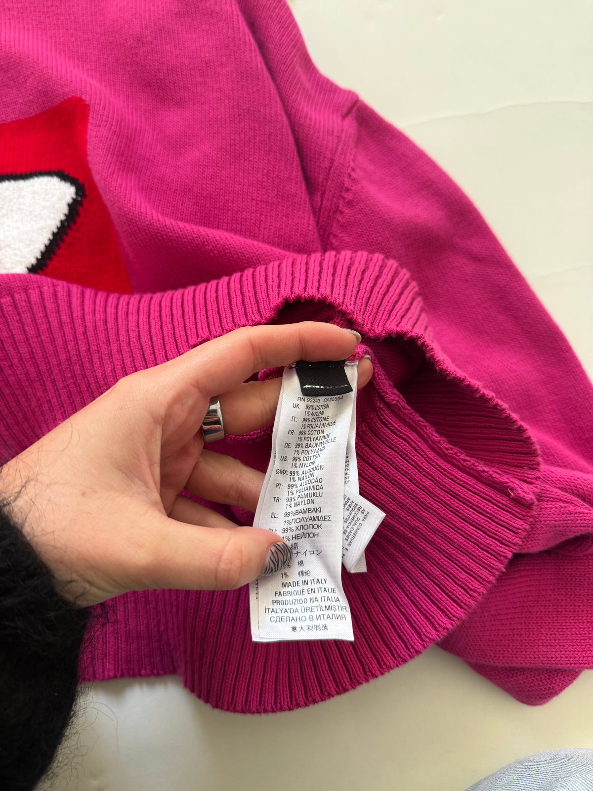 Pink Cropped Diesel Knit Jumper (M)