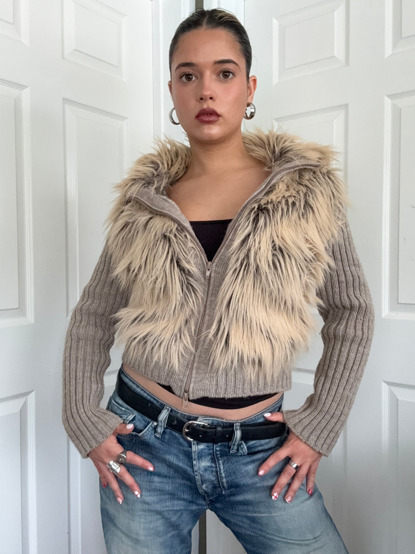 Morgan De Toi Faux Fur Double Zip Jumper (S)