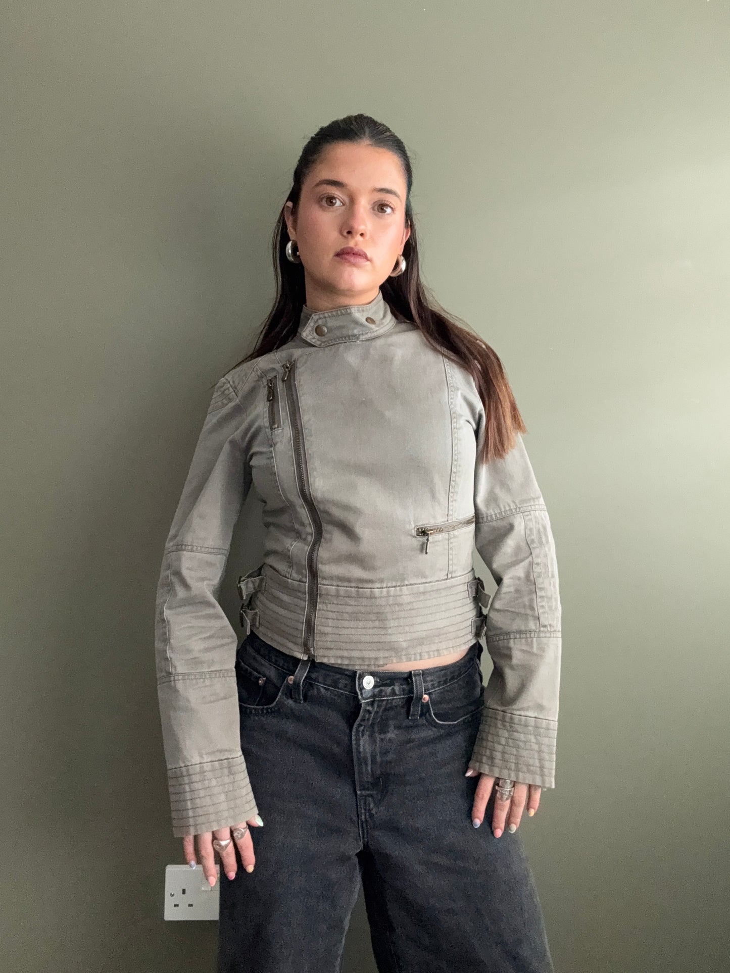 Khaki Biker Jacket (UK10)