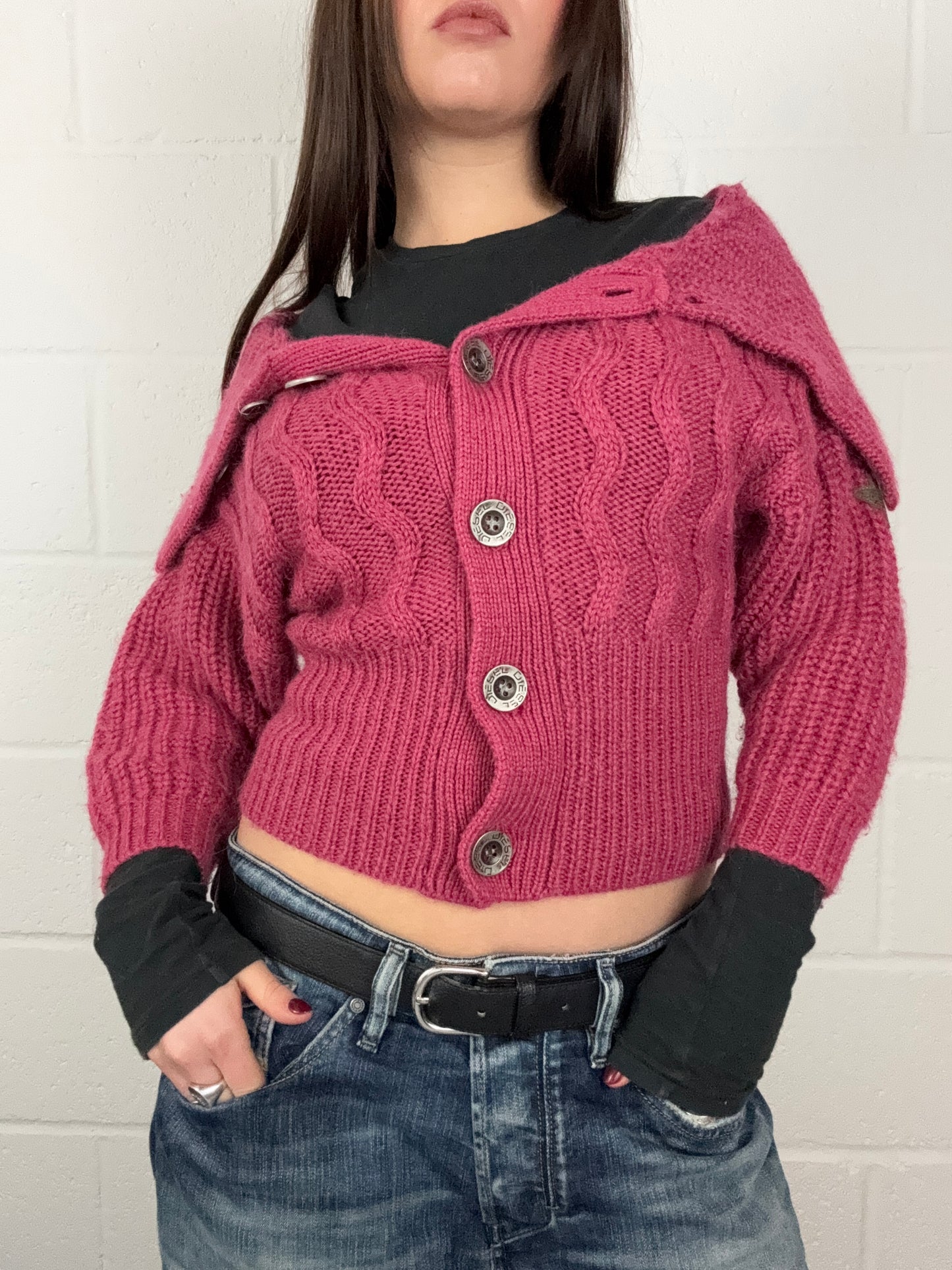 Diesel Pink Knitted Cardigan (S)