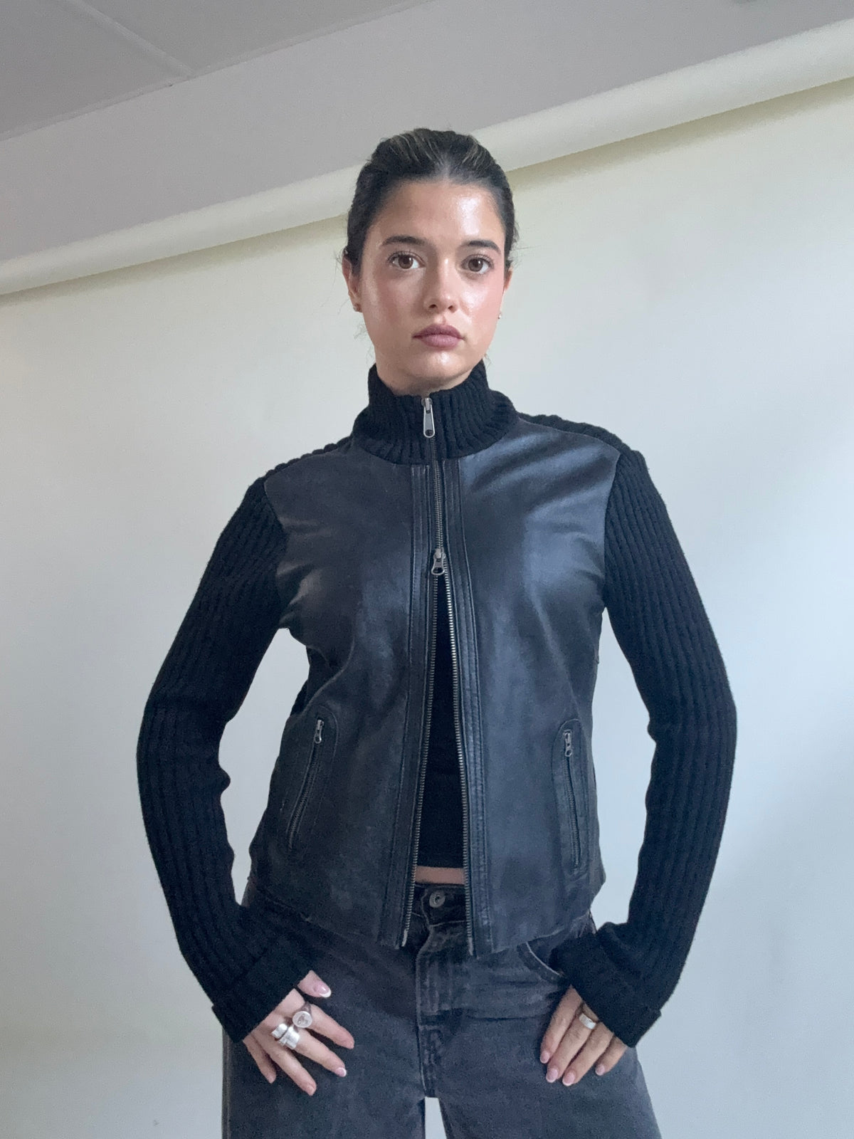 Knitted Leather Jacket (UK14)