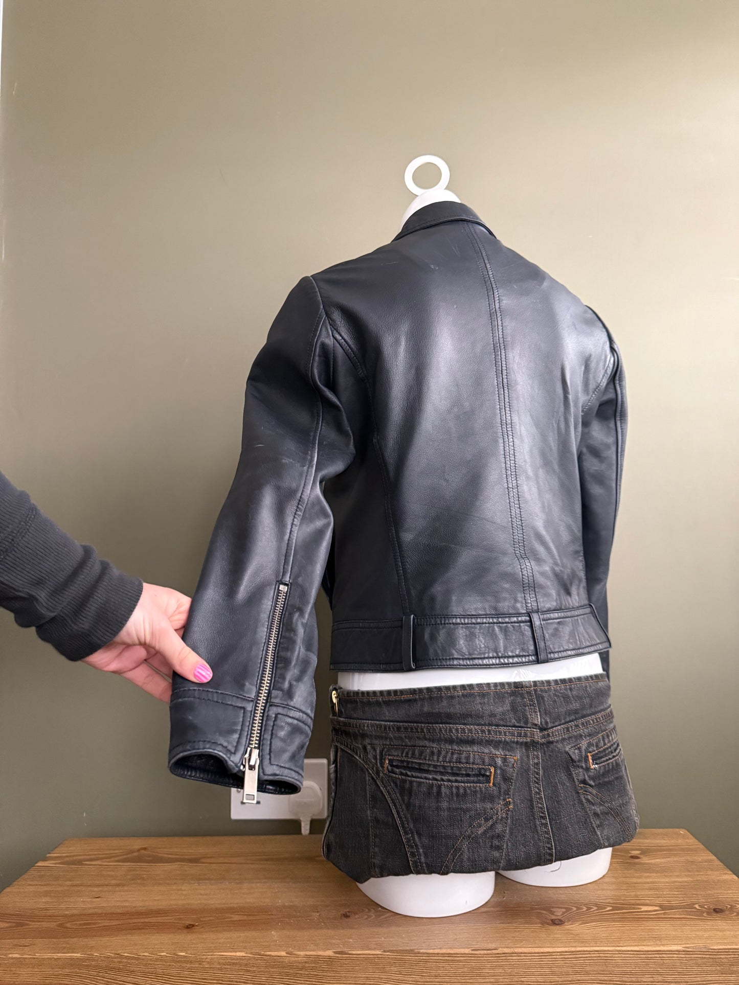 Leather Fitted Jacket (UK10)