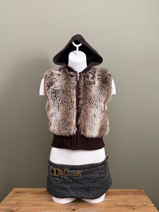 Faux Fur Cropped Gilet (XS)