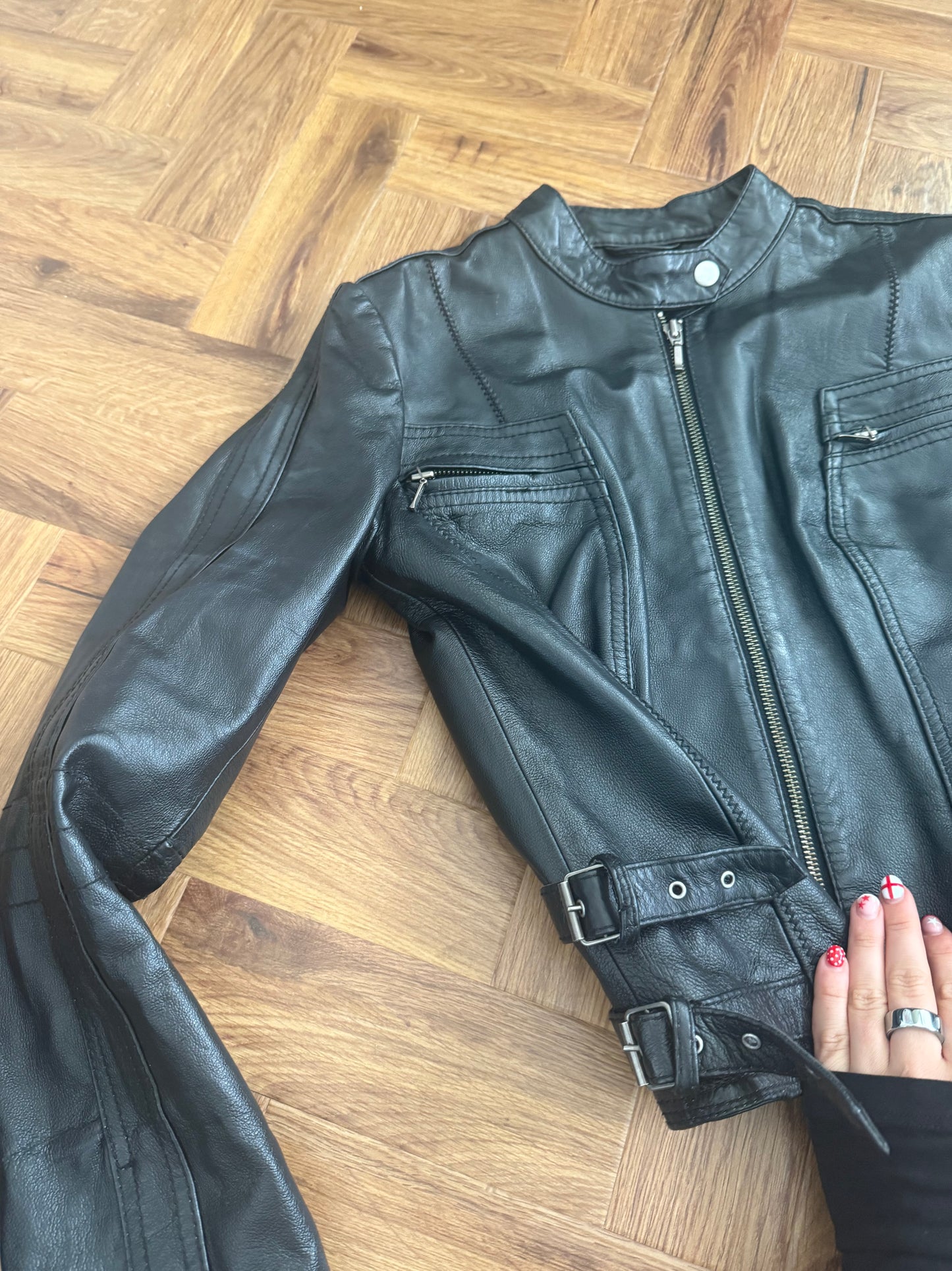 Leather Biker Jacket (UK10)