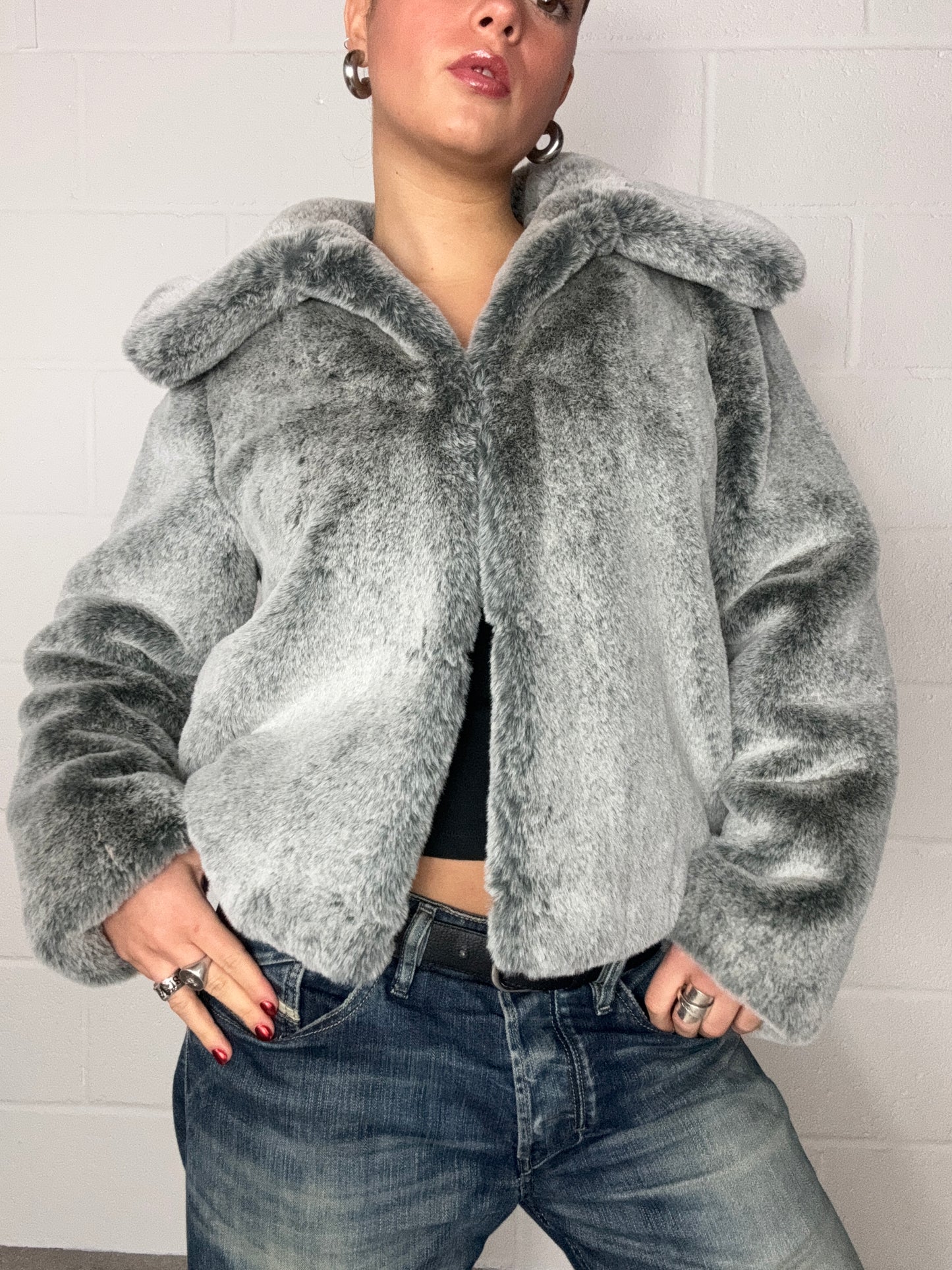 Grey Faux Fur Jacket