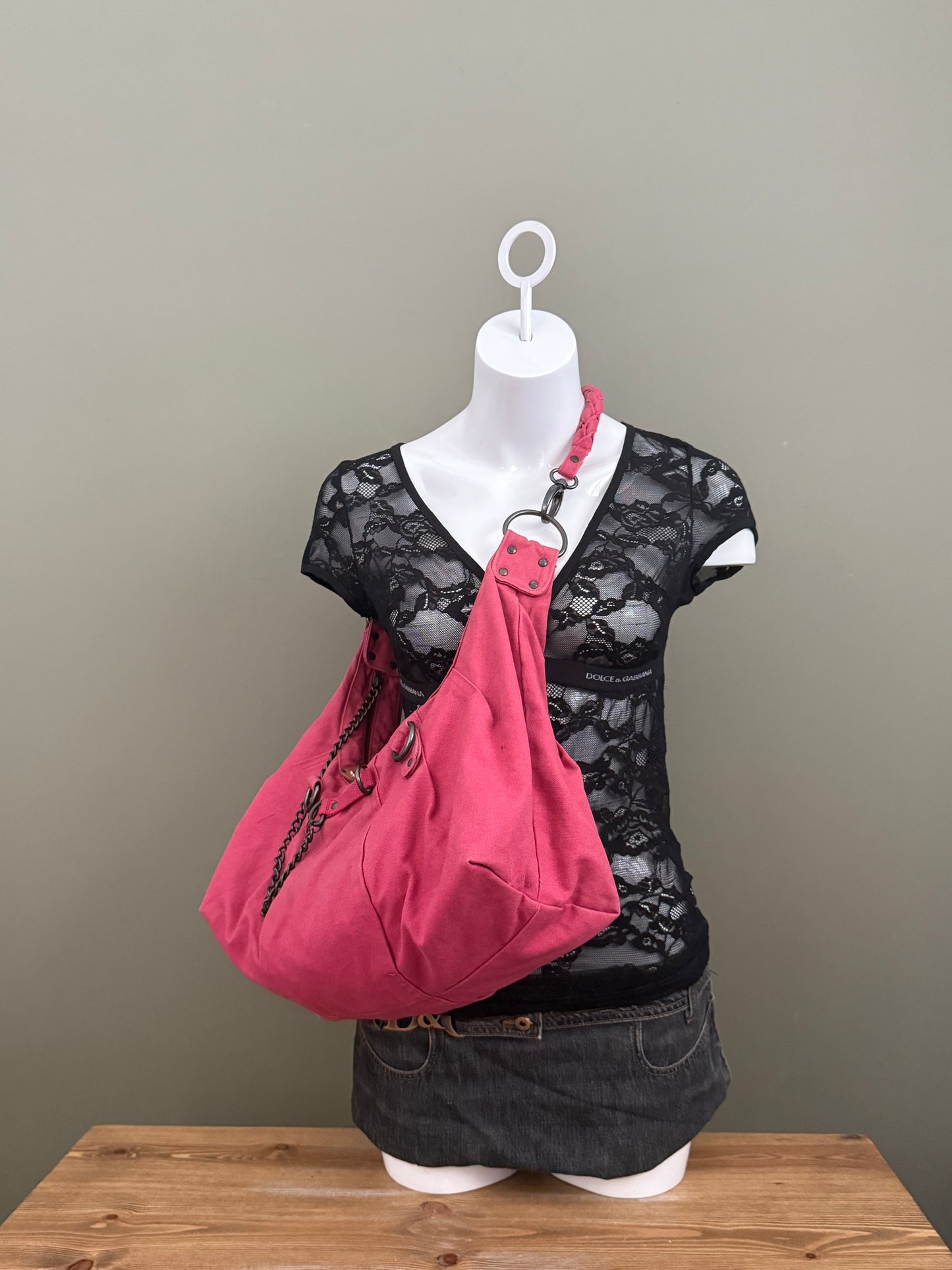 Pink Diesel Slouchy Shoulder Bag