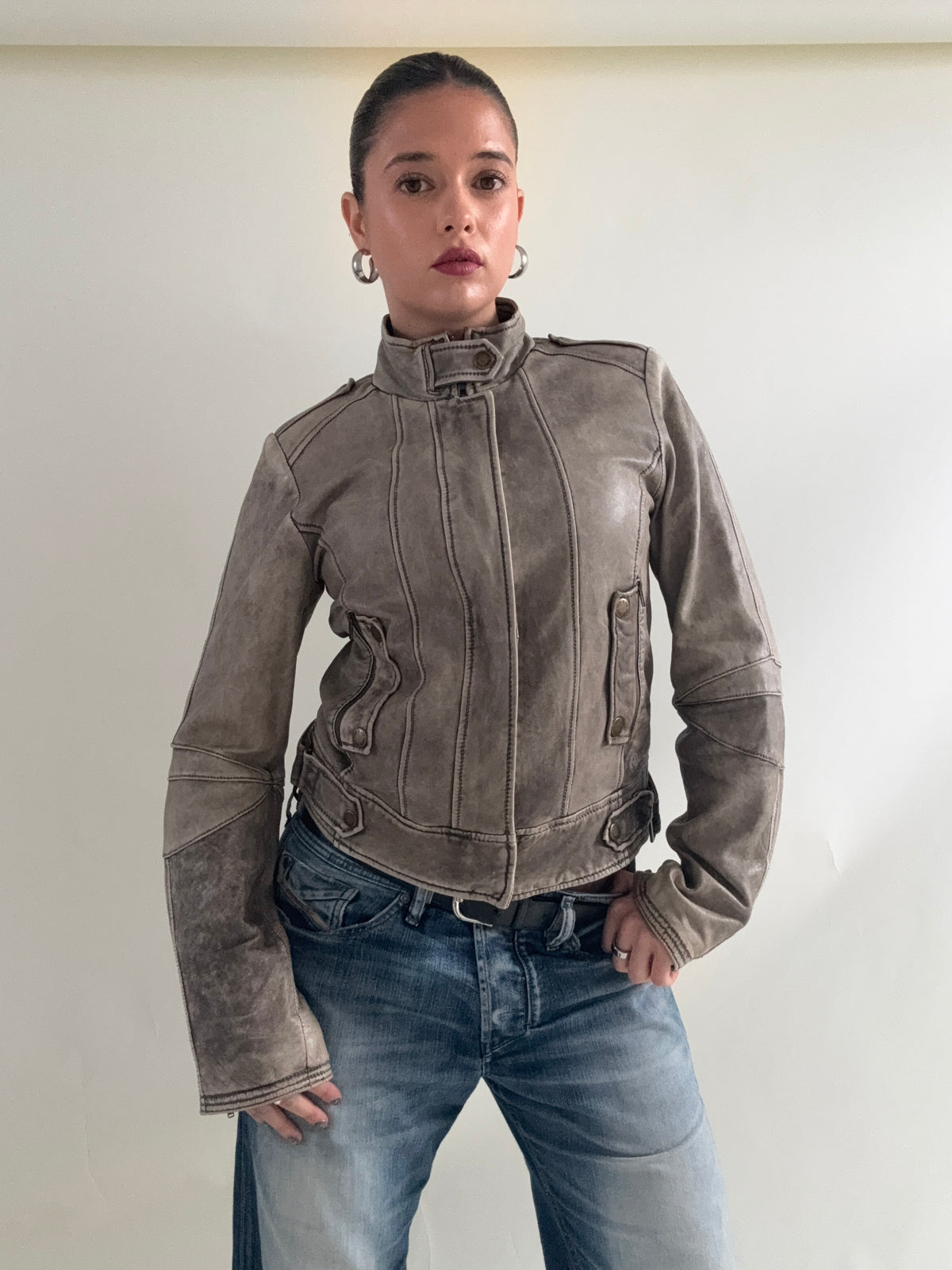 Vintage Pepe Jeans Leather Biker Jacket (M)