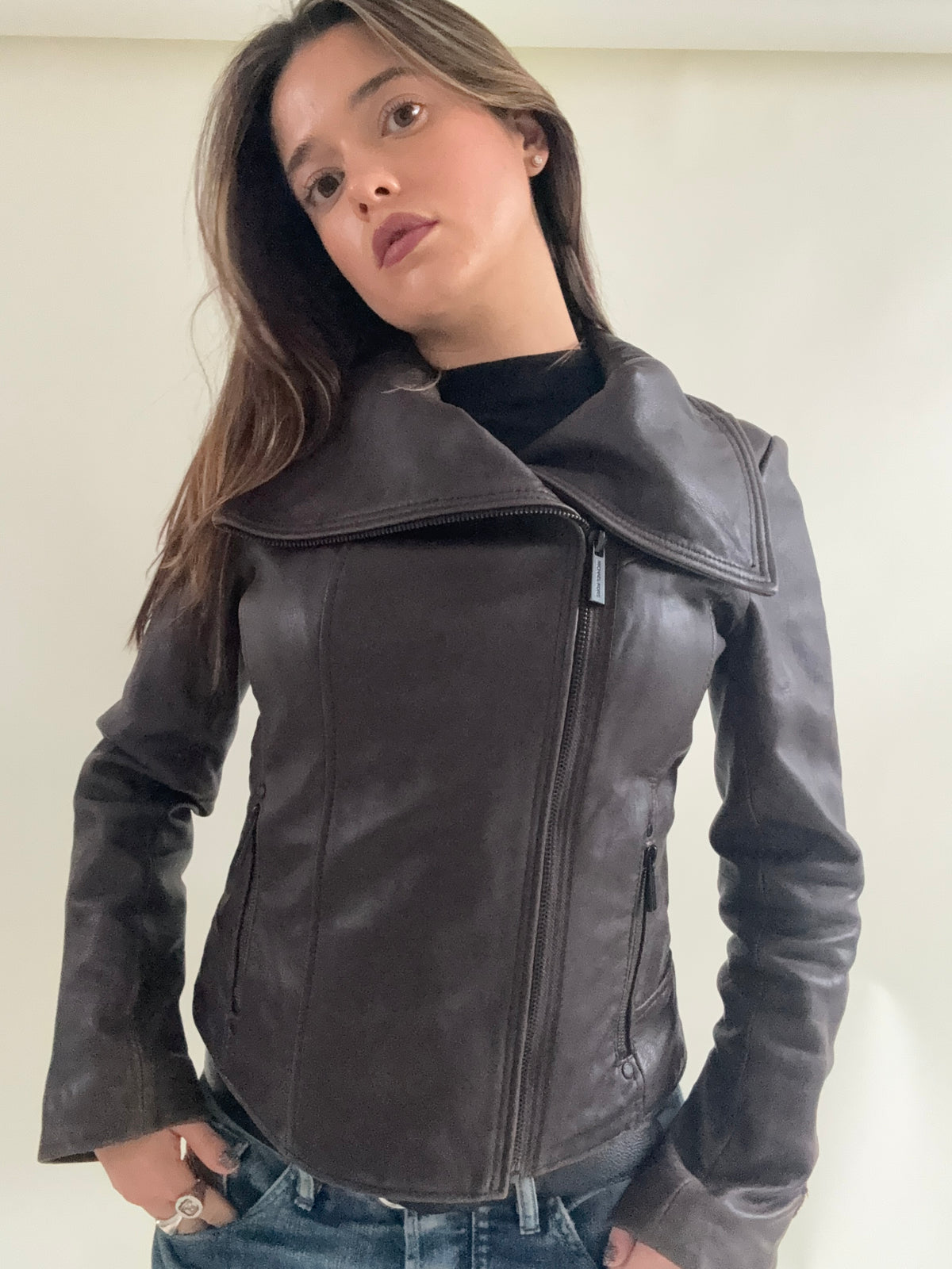 Michael Kors Asymmetric Leather Jacket (S)