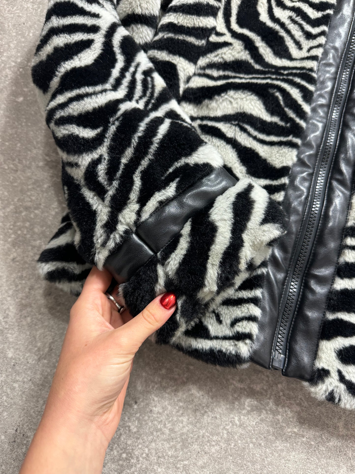 Zebra Y2K Faux Fur Jacket