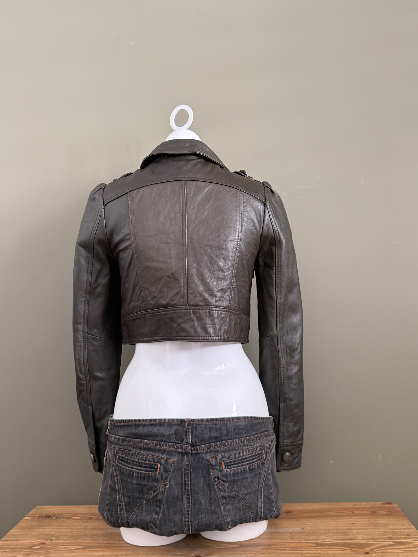 Cropped Leather Jacket (UK10)