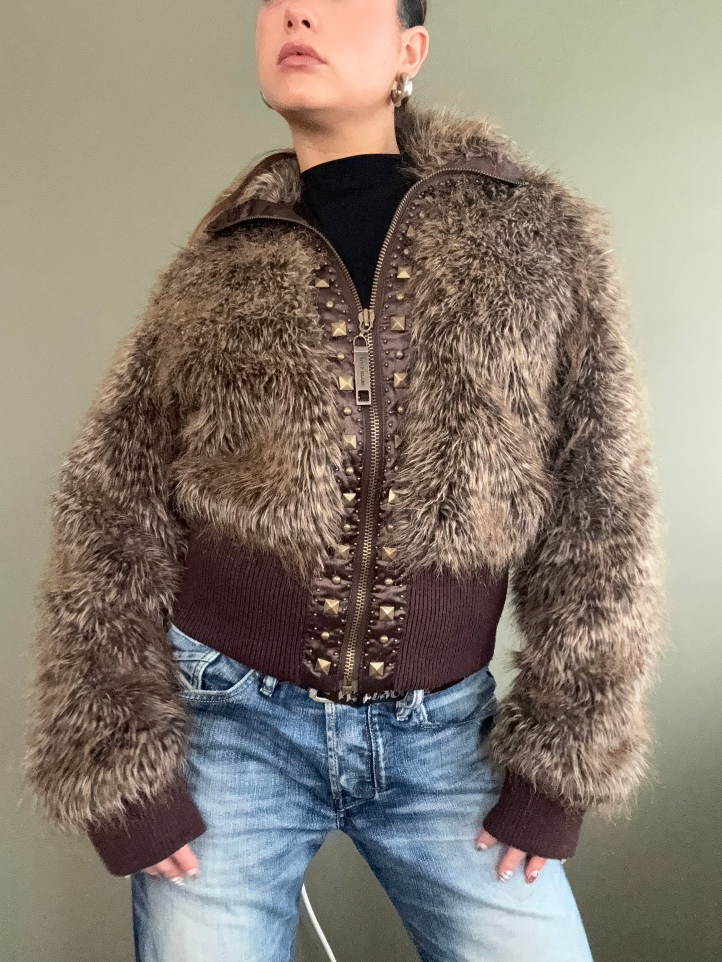 Faux Fur Leopard Bomber Jacket (UK14)
