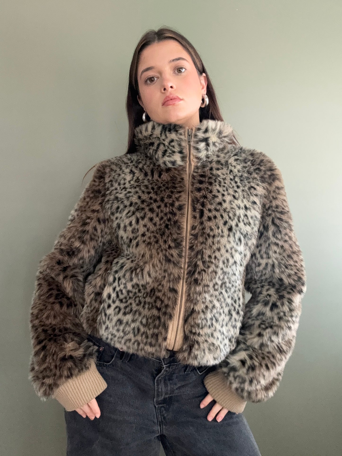 Faux Fur Leopard Jacket (UK14)