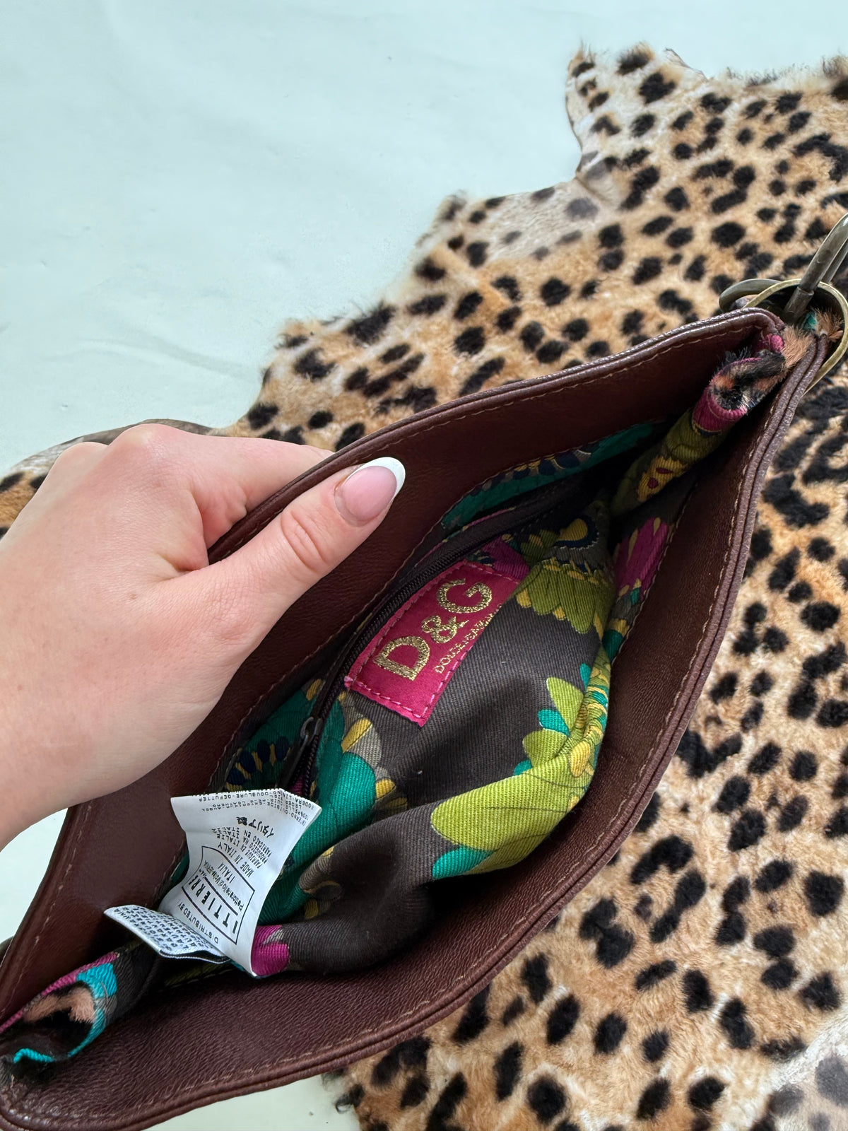 Dolce & Gabbana Leopard Leather Shoulder Bag & Purse