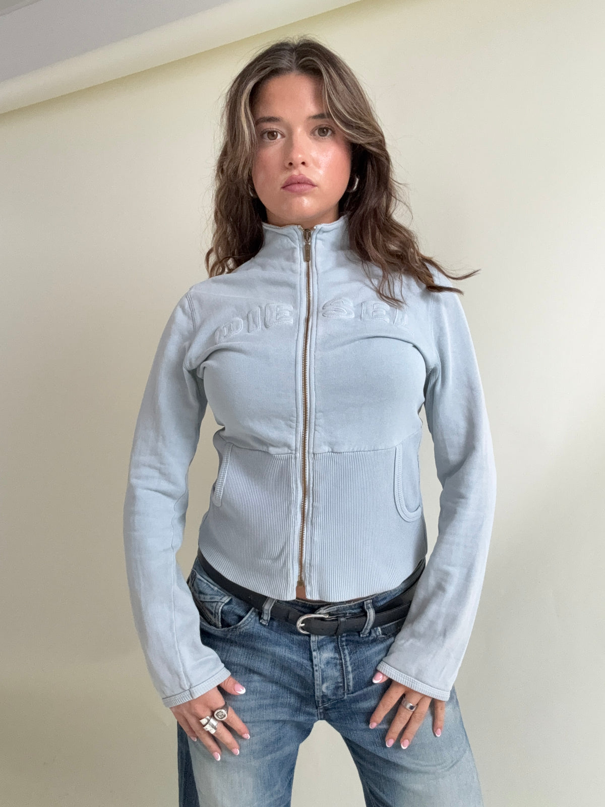 Diesel Baby Blue Zip Jumper (S)