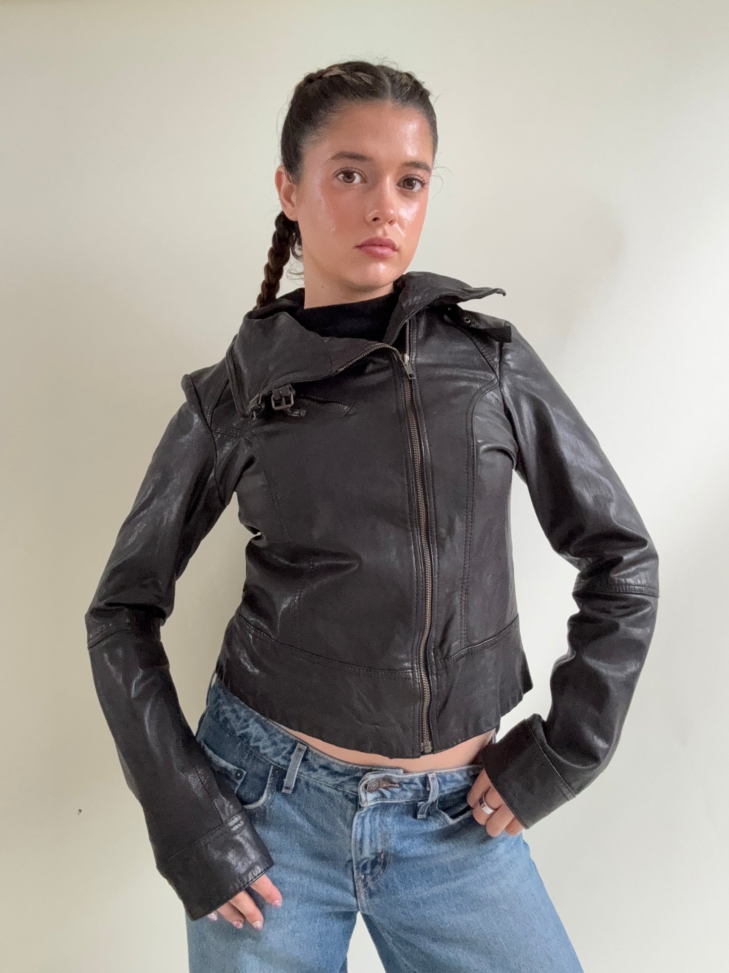 Allsaints Brown Leather Jacket (UK12)