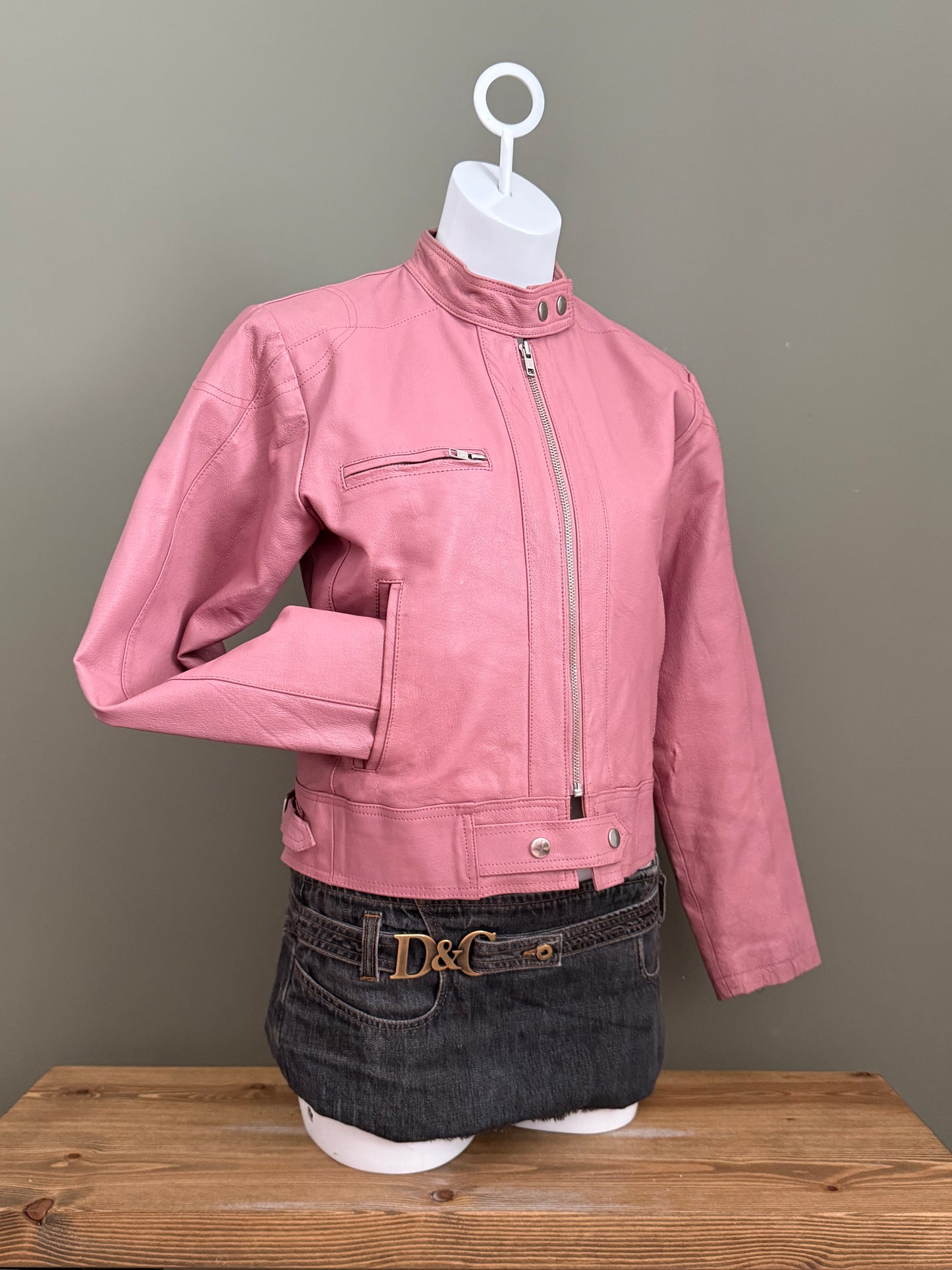 Pink Leather Jacket (M)