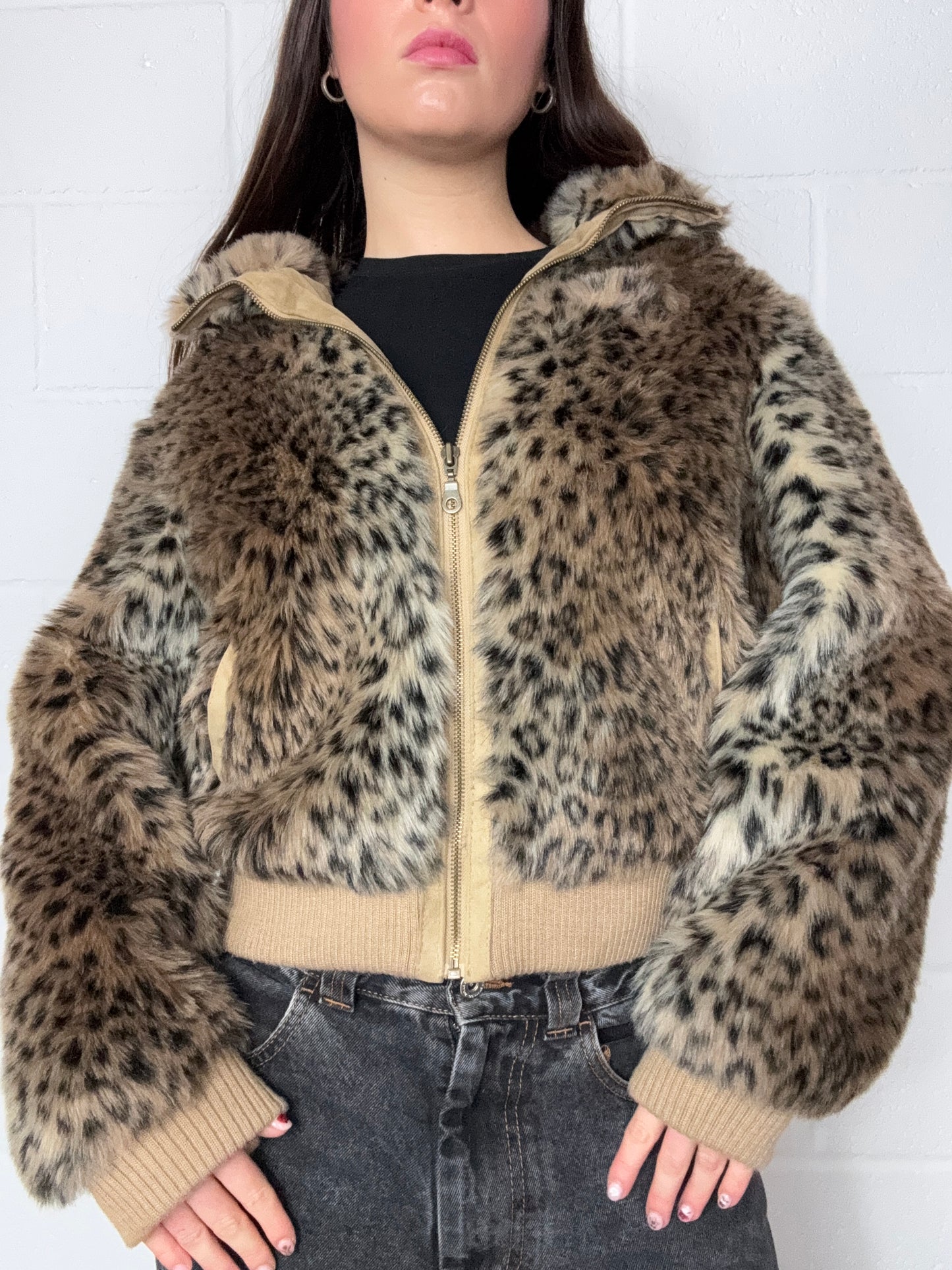 Leopard Print Faux Fur Jacket (UK14)