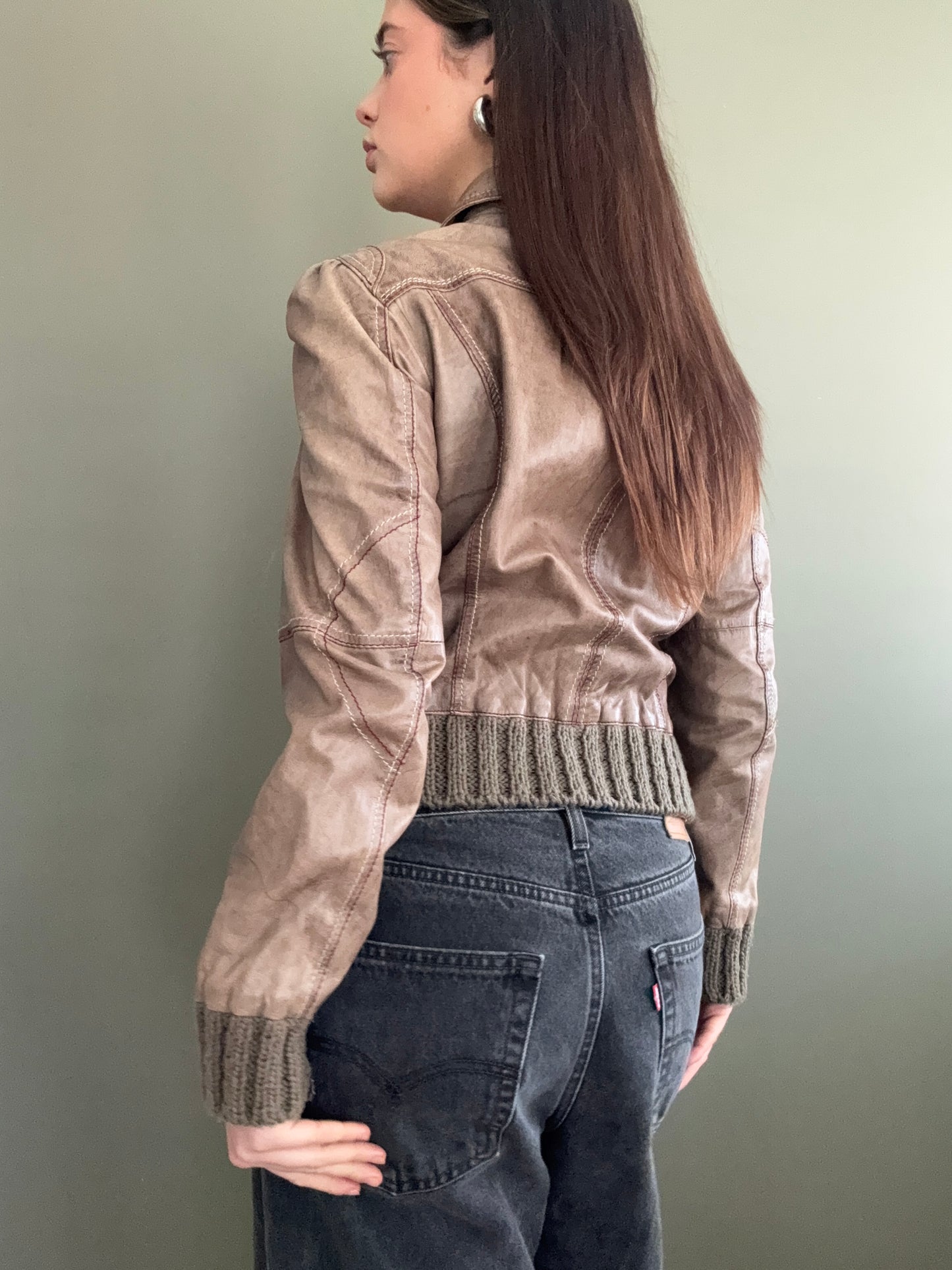 Vintage Leather Bomber Jacket (UK14)