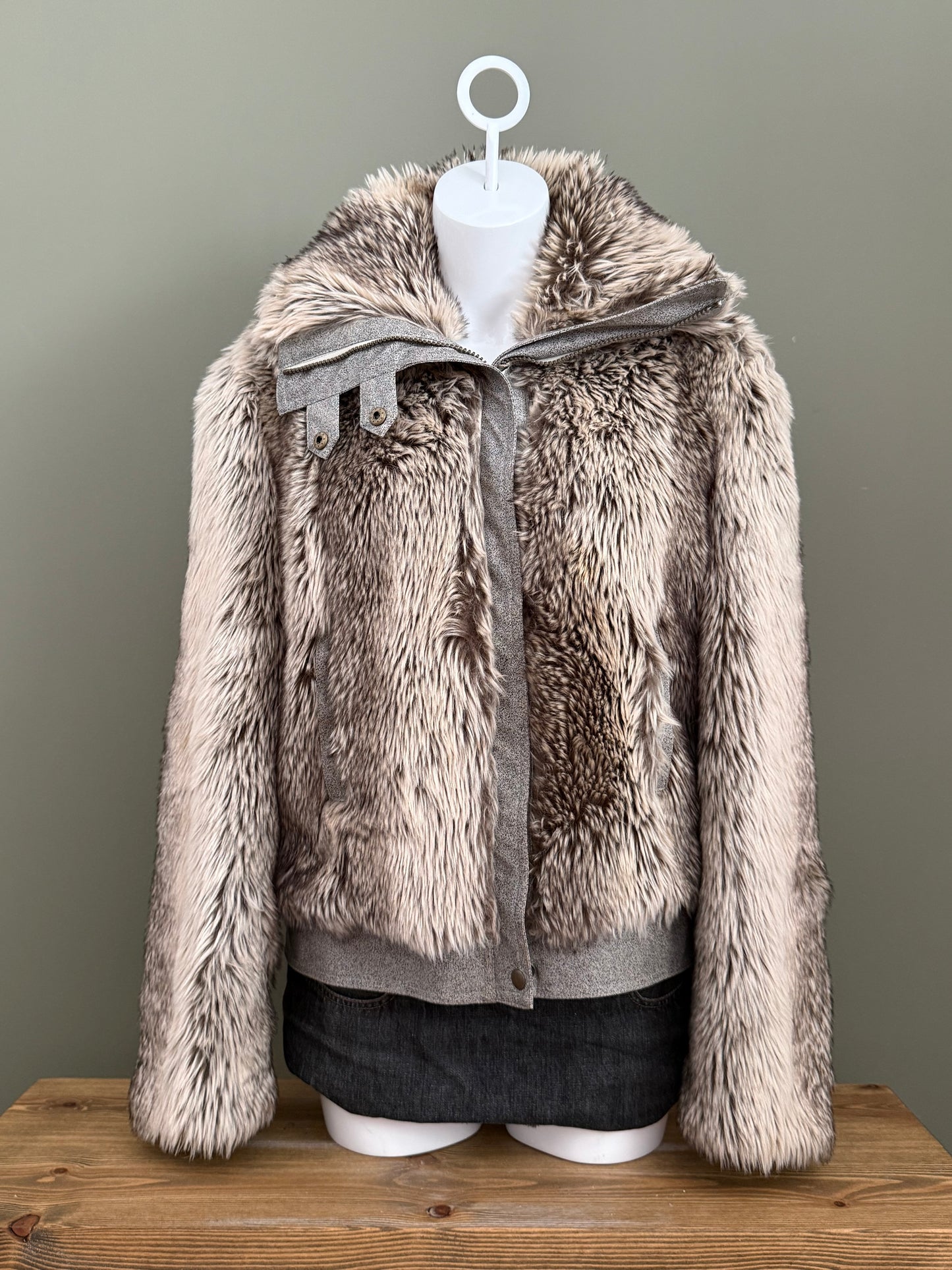 Faux Fur Bomber Jacket (UK16)