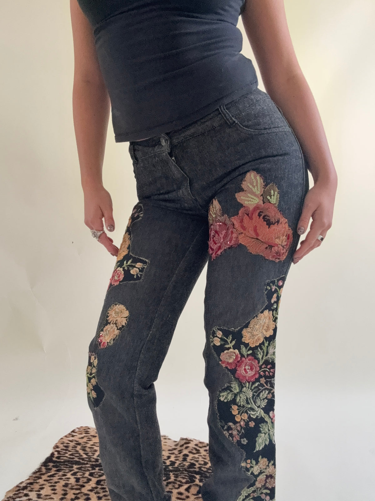 Morgan De Toi Embroidered Patchwork Jeans (S)