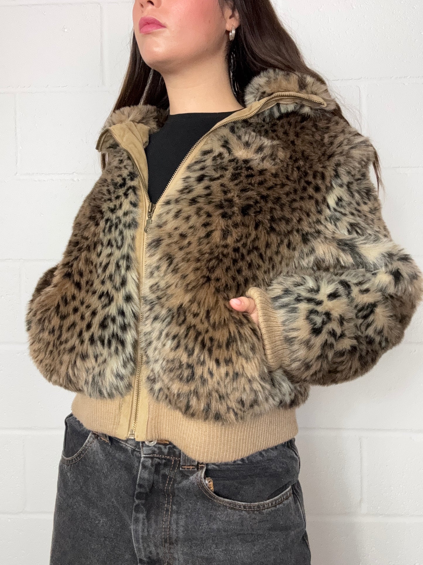 Leopard Print Faux Fur Jacket (UK14)