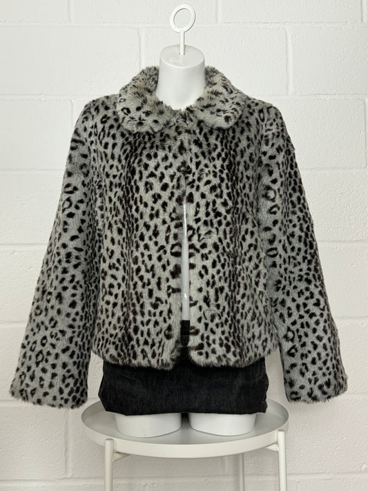 Leopard Grey Faux Fur Jacket