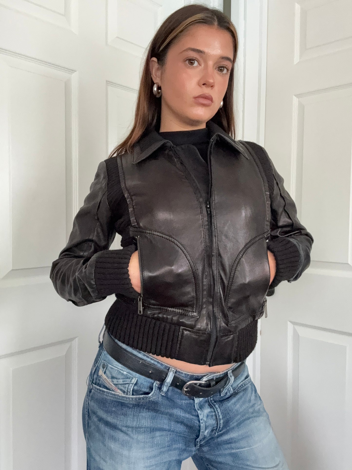 Diesel Leather Bomber Jacket (S)