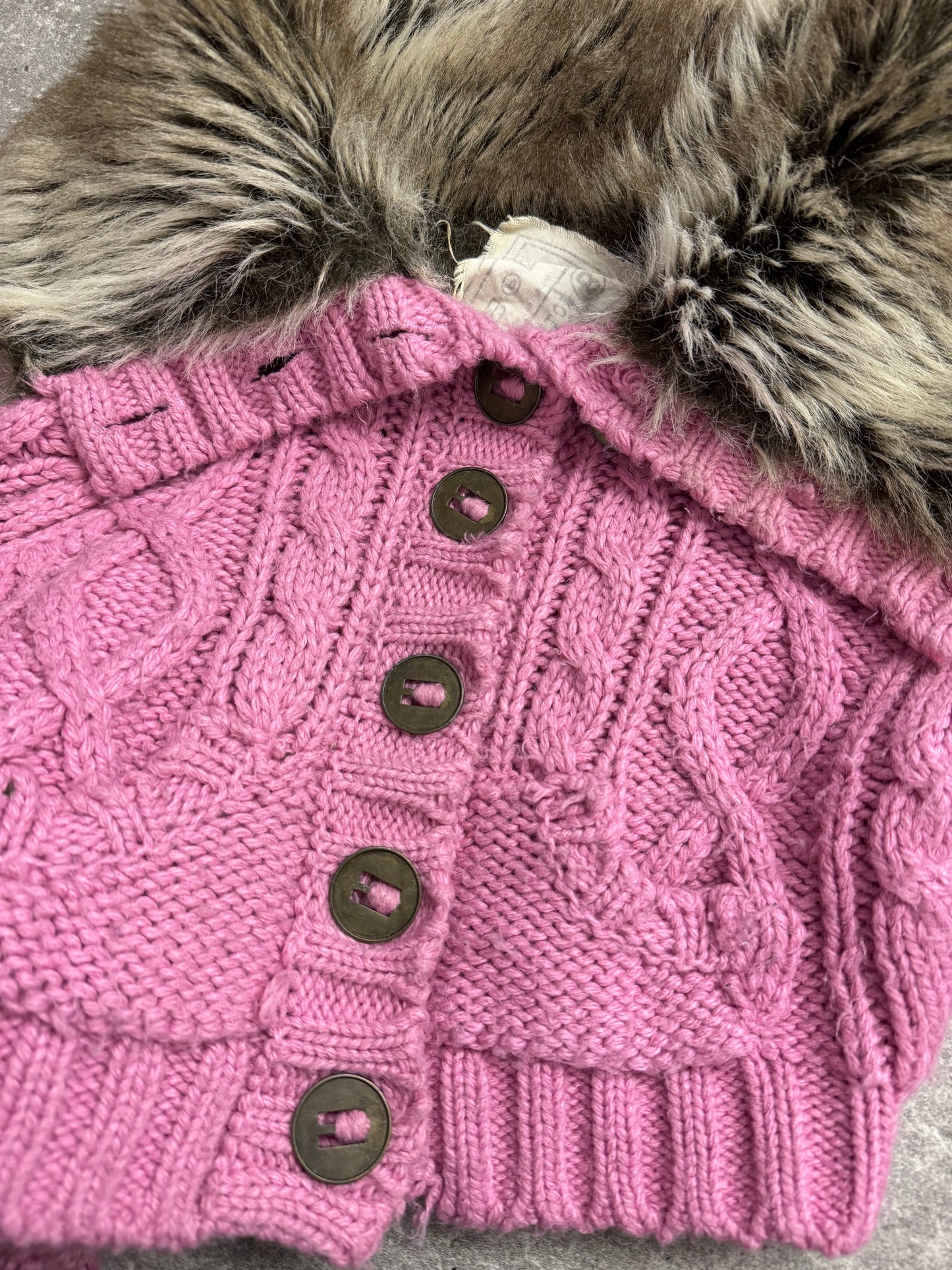 Pink Knitted Y2K Cropped Jumper (UK8)