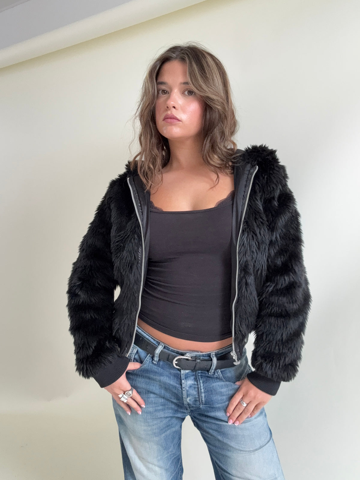 Adidas Faux Fur Bomber Jacket (S)