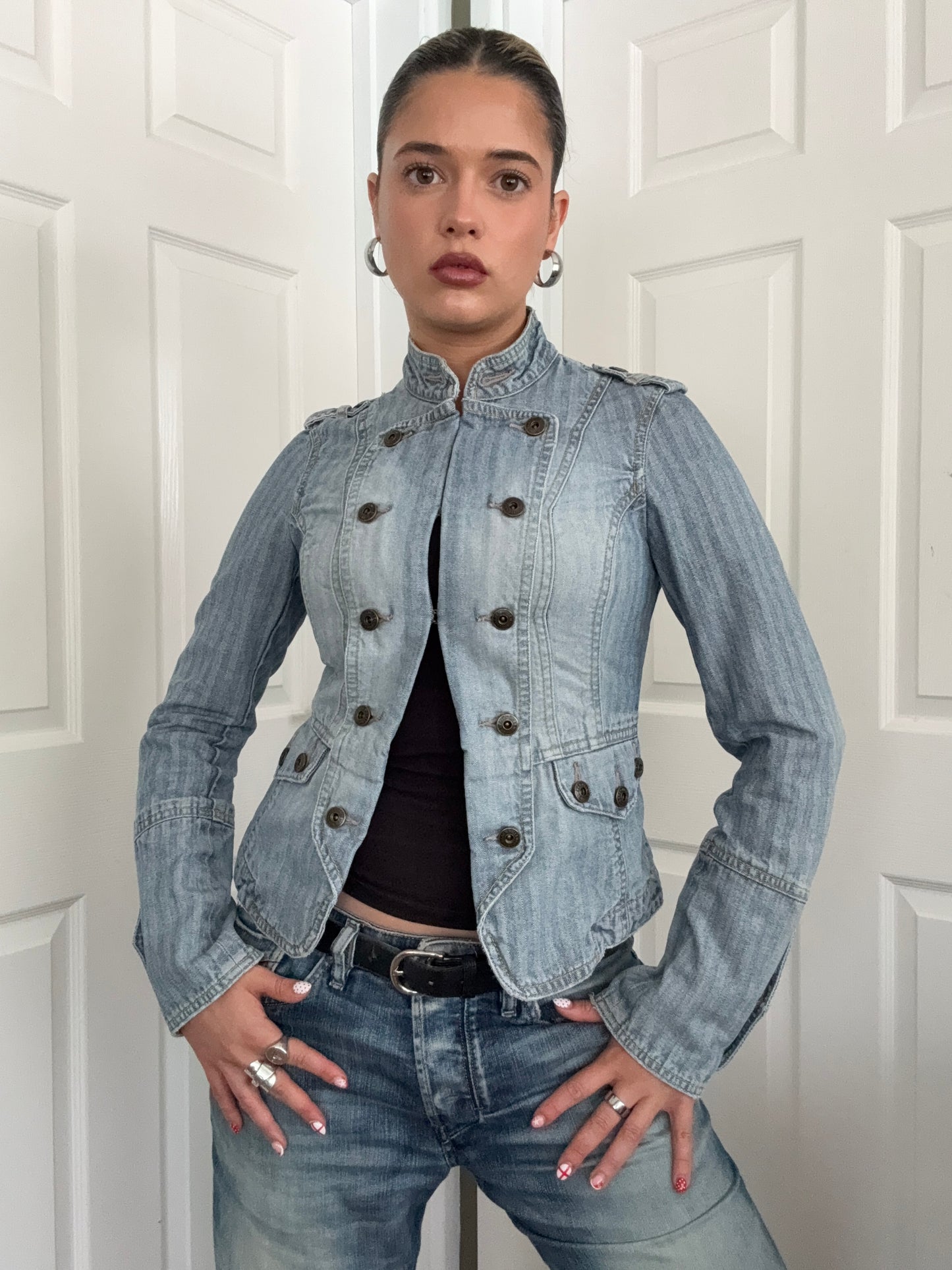 Karen Millen Denim Pinstripe Jacket (UK10)
