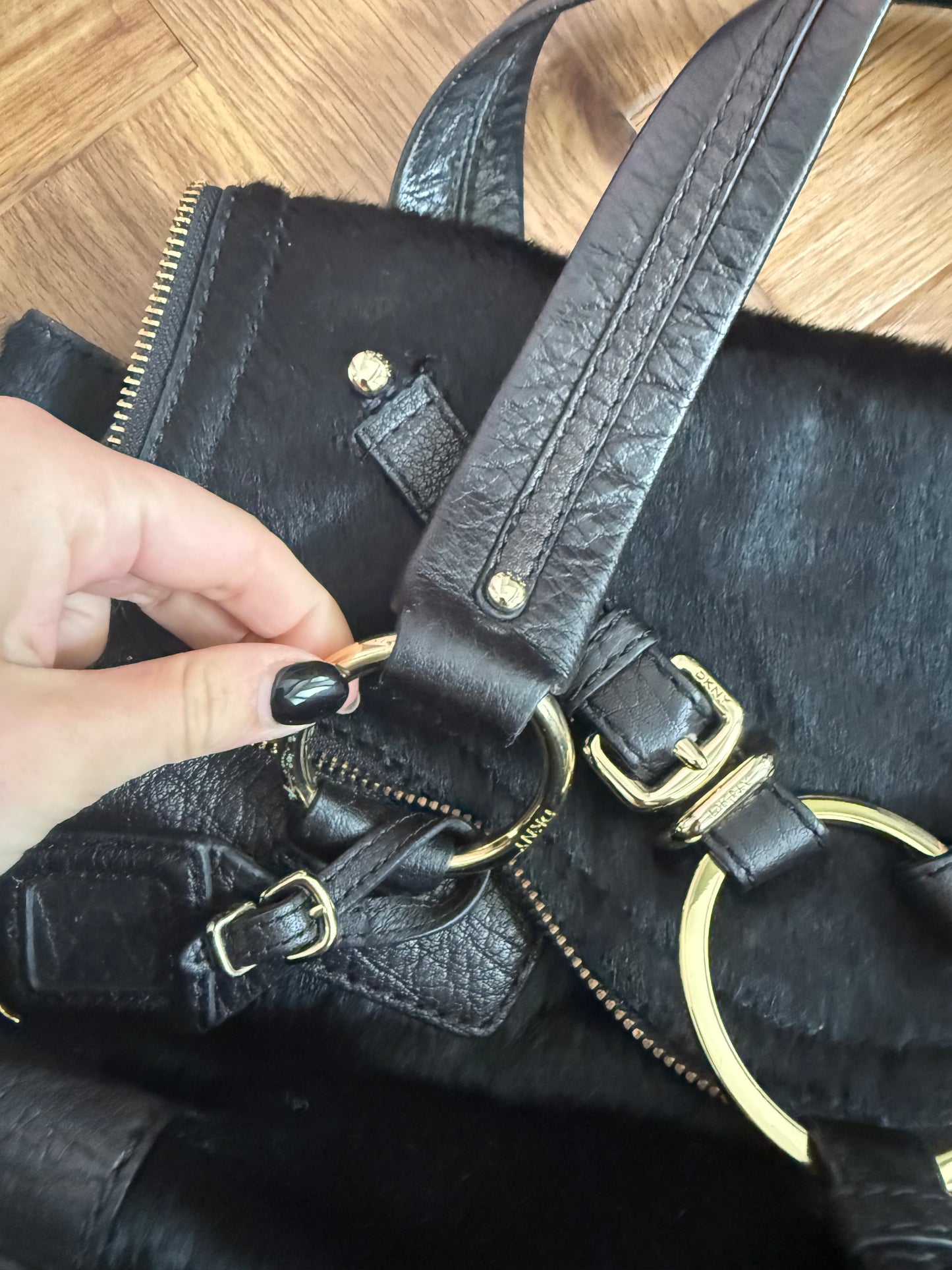 DKNY Pony Hair Studded Handbag