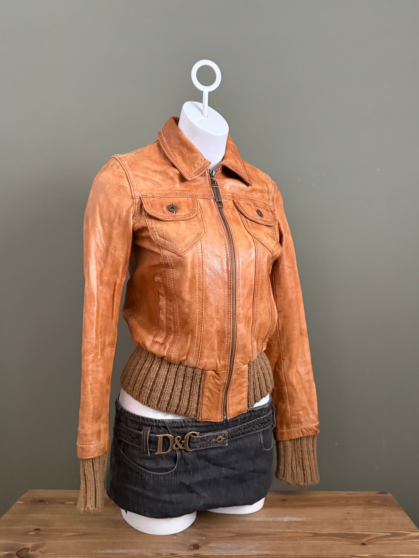 Vintage Leather Bomber Jacket (UK10)