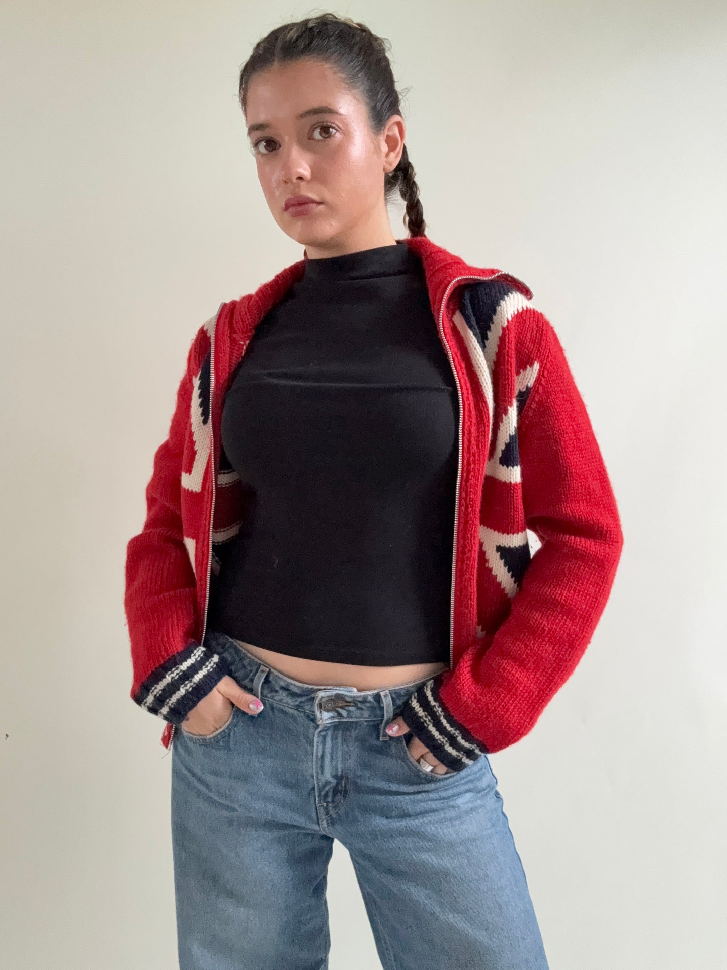 Vintage Wool Union Jacket Zip Jumper (UK12)
