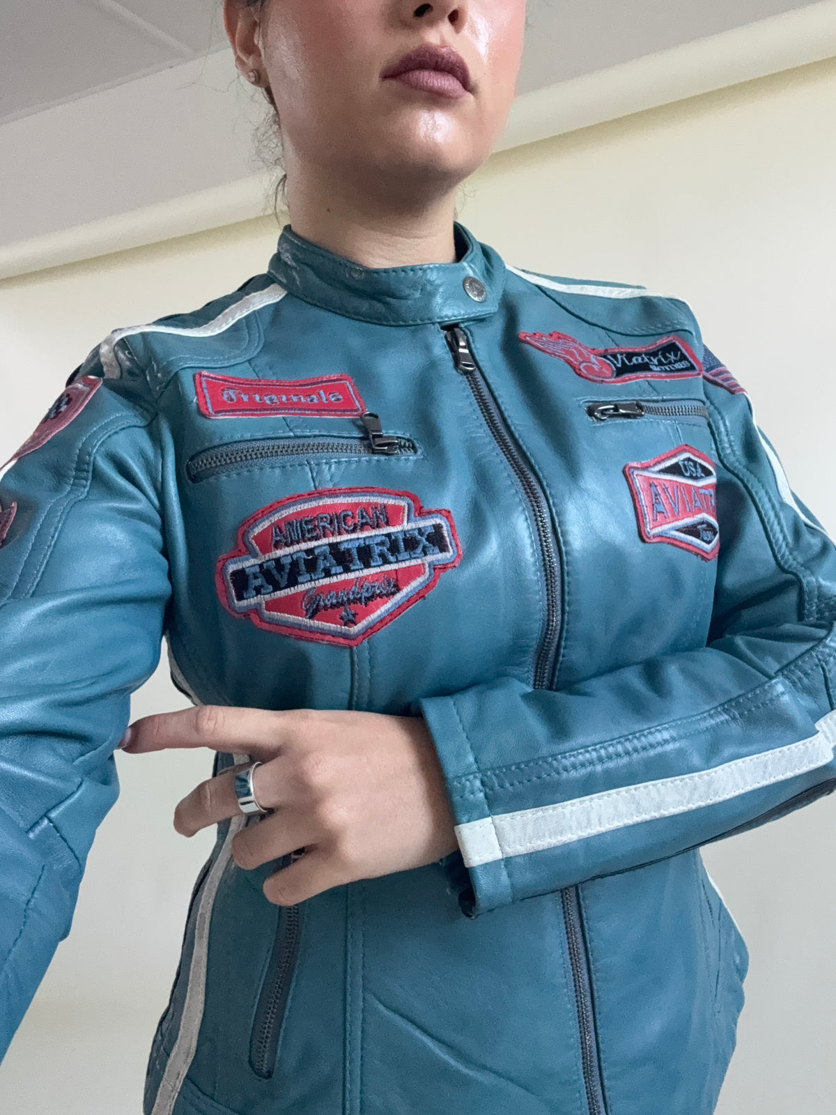 Aviatrix Leather Biker Jacket (S)
