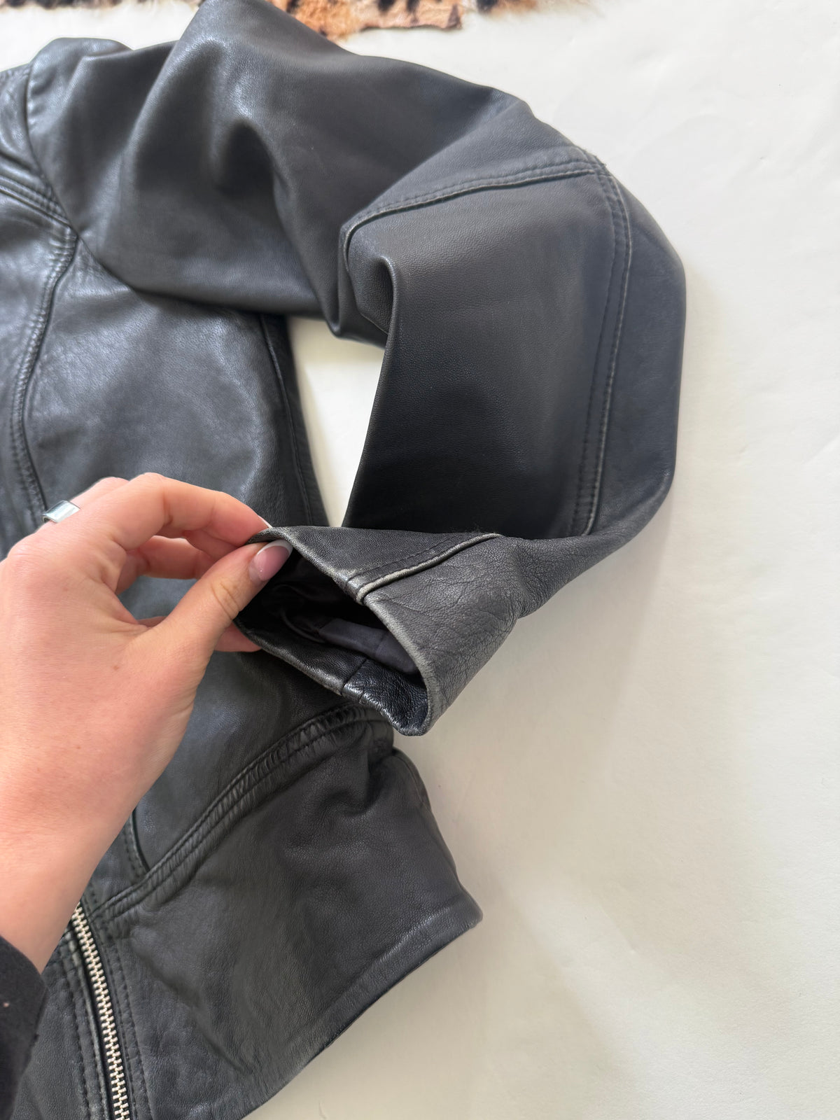 Allsaints Fitted Leather Buckle Jacket (UK8)