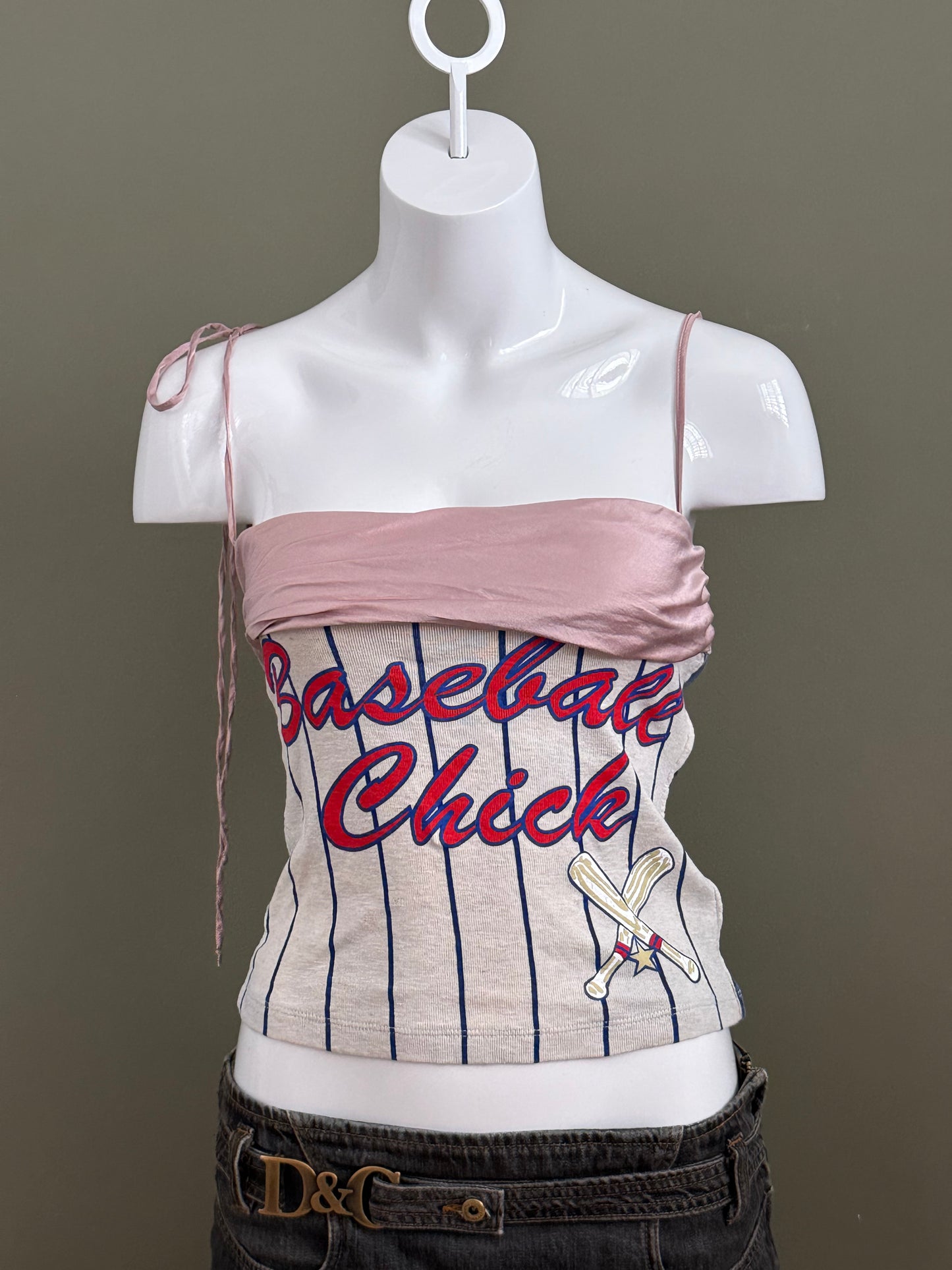 Vintage Dolce & Gabbana Baseball Chick Sports Graphic Tank Top (XS)