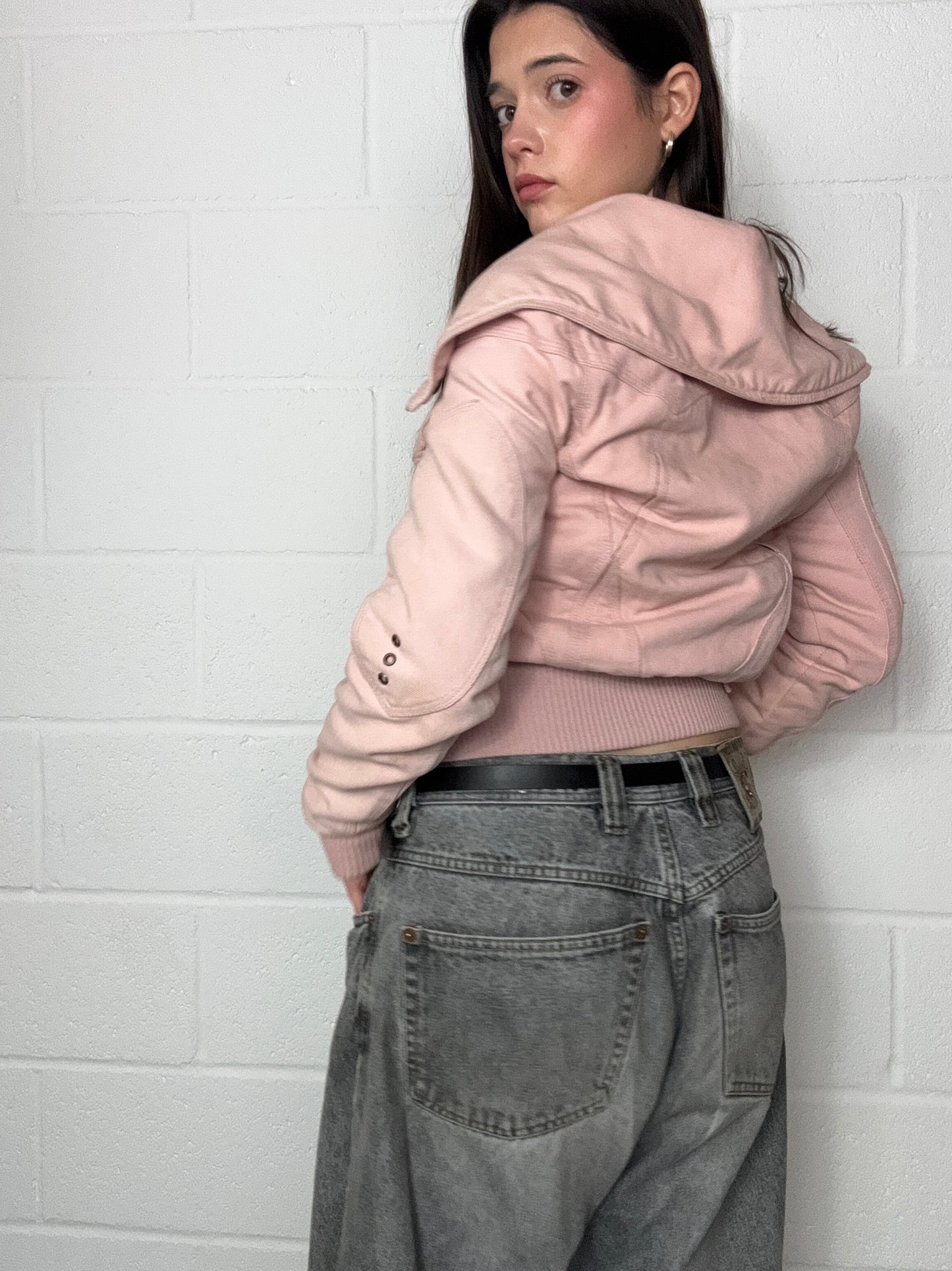 Y2K Pink Bomber Utility Style Jacket (UK8)