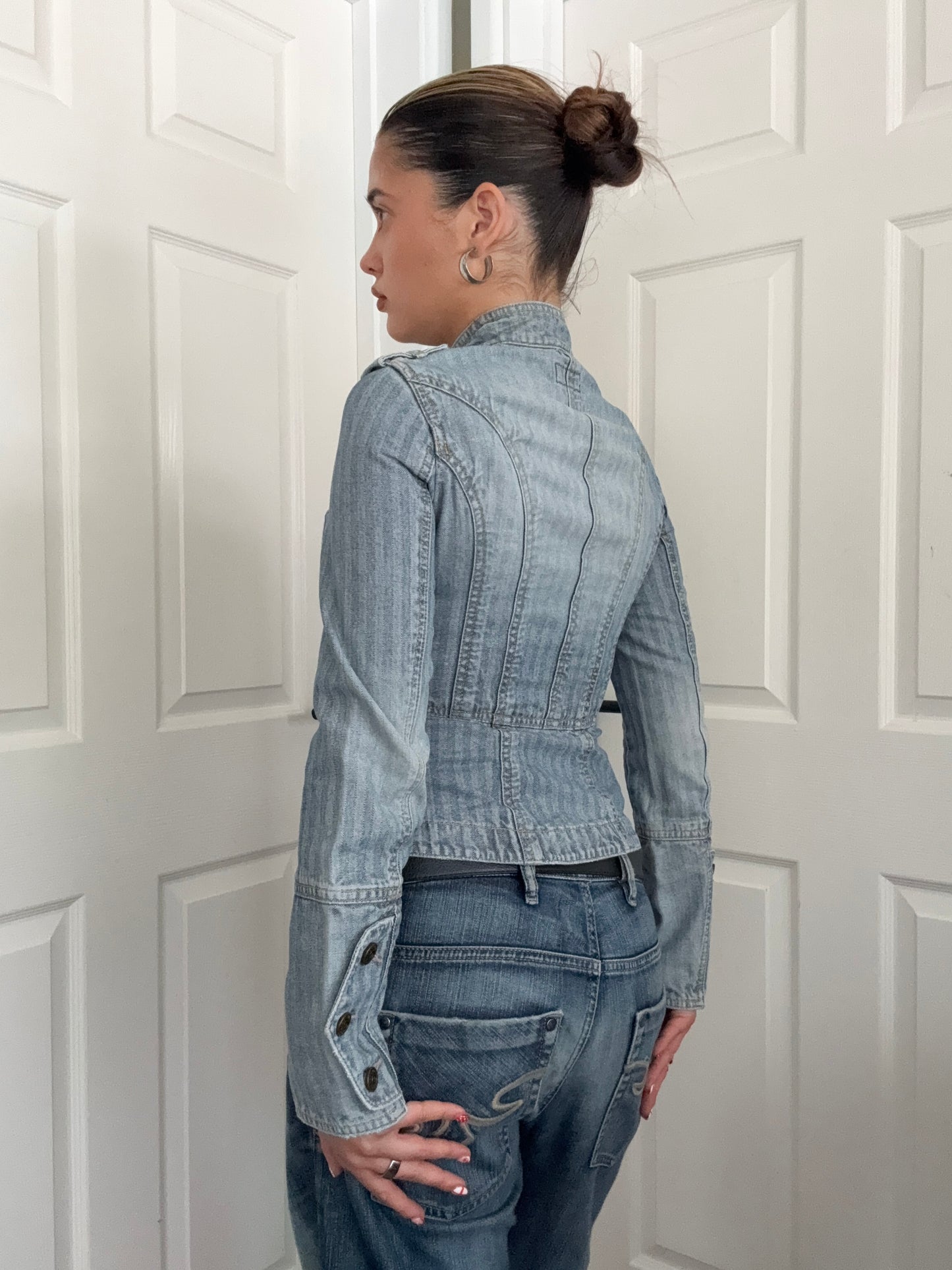 Karen Millen Denim Pinstripe Jacket (UK10)