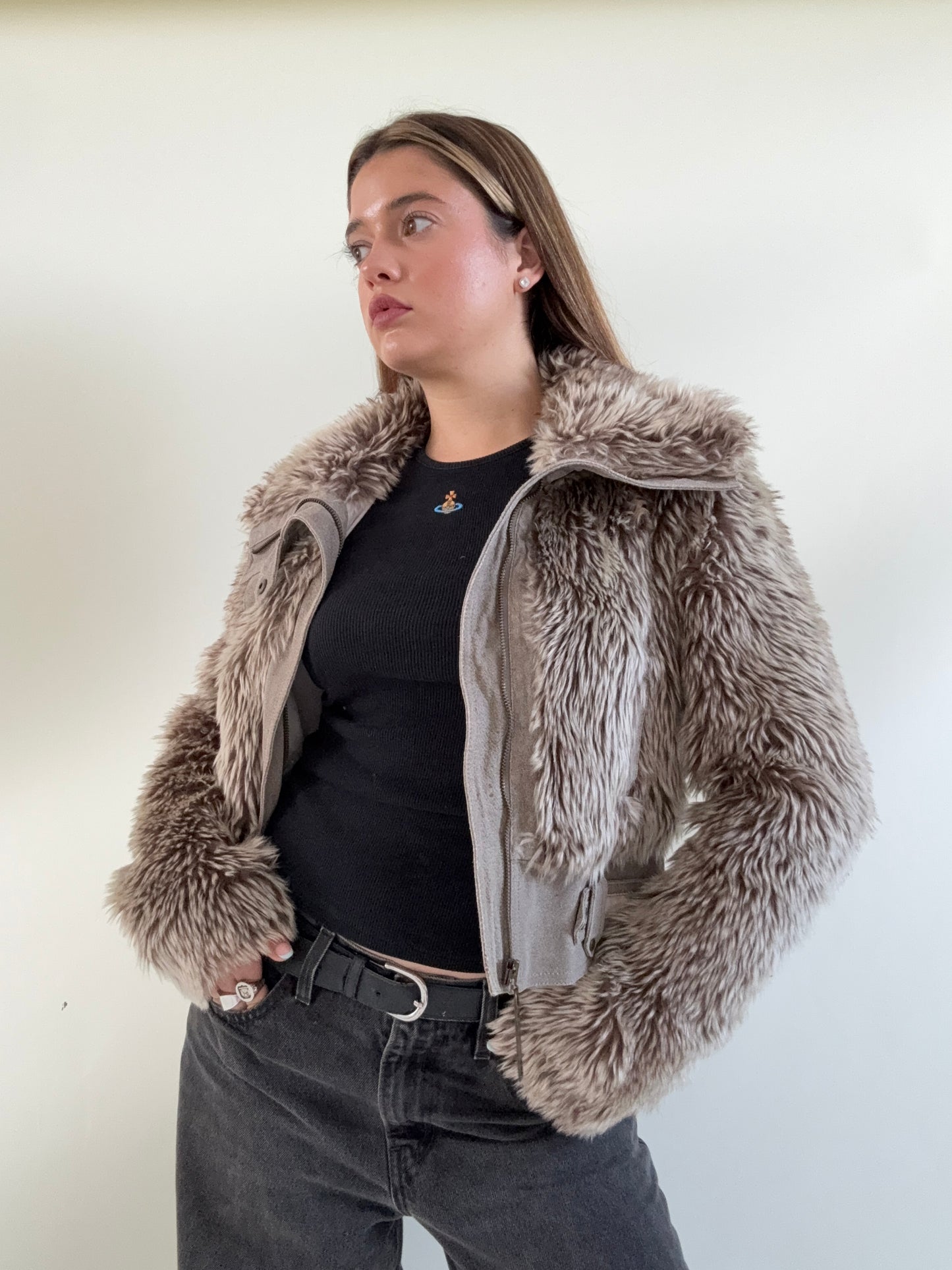 Faux Fur Bomber Jacket (UK10)