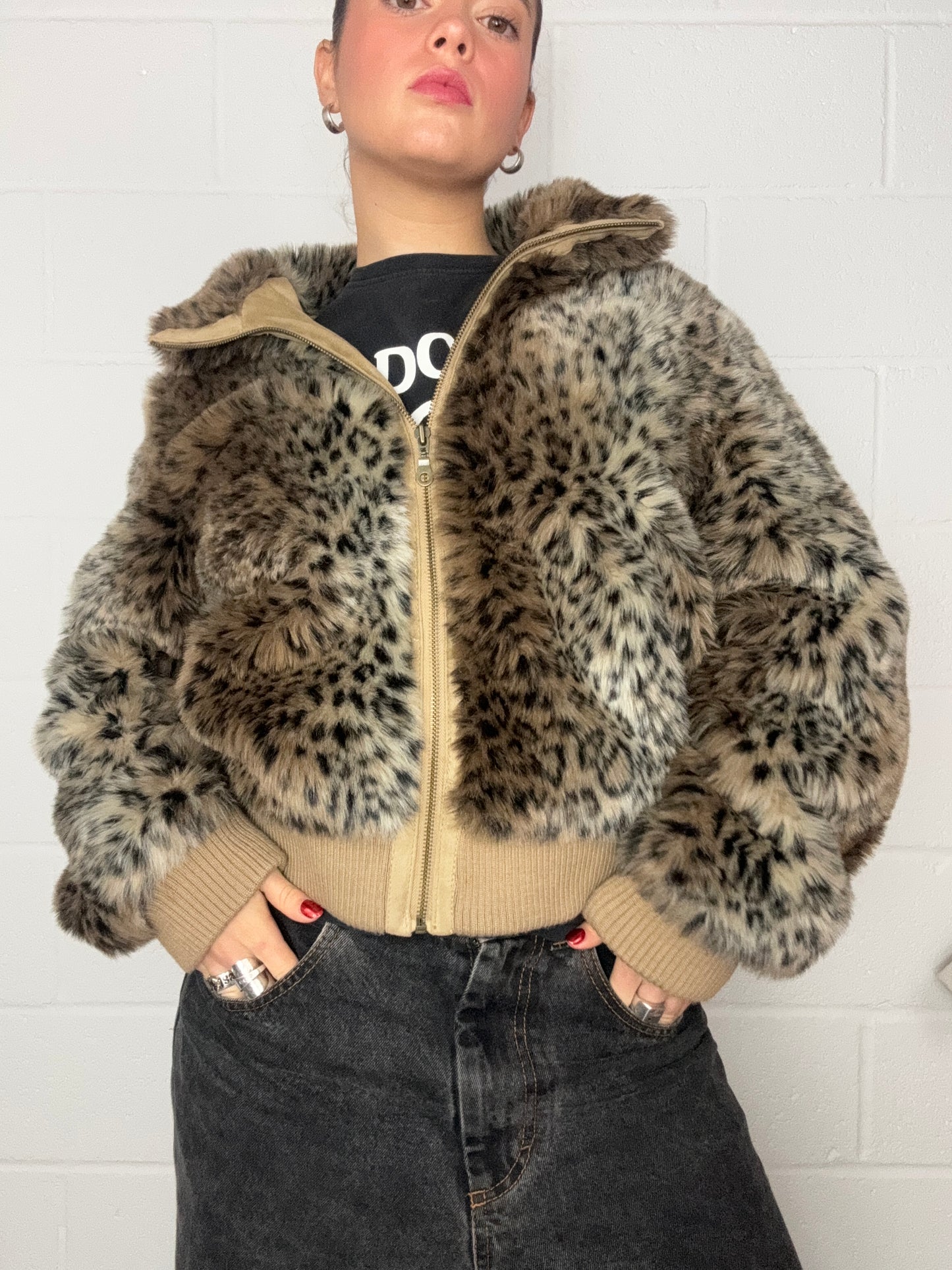 Leopard Faux Fur Jacket (UK16)