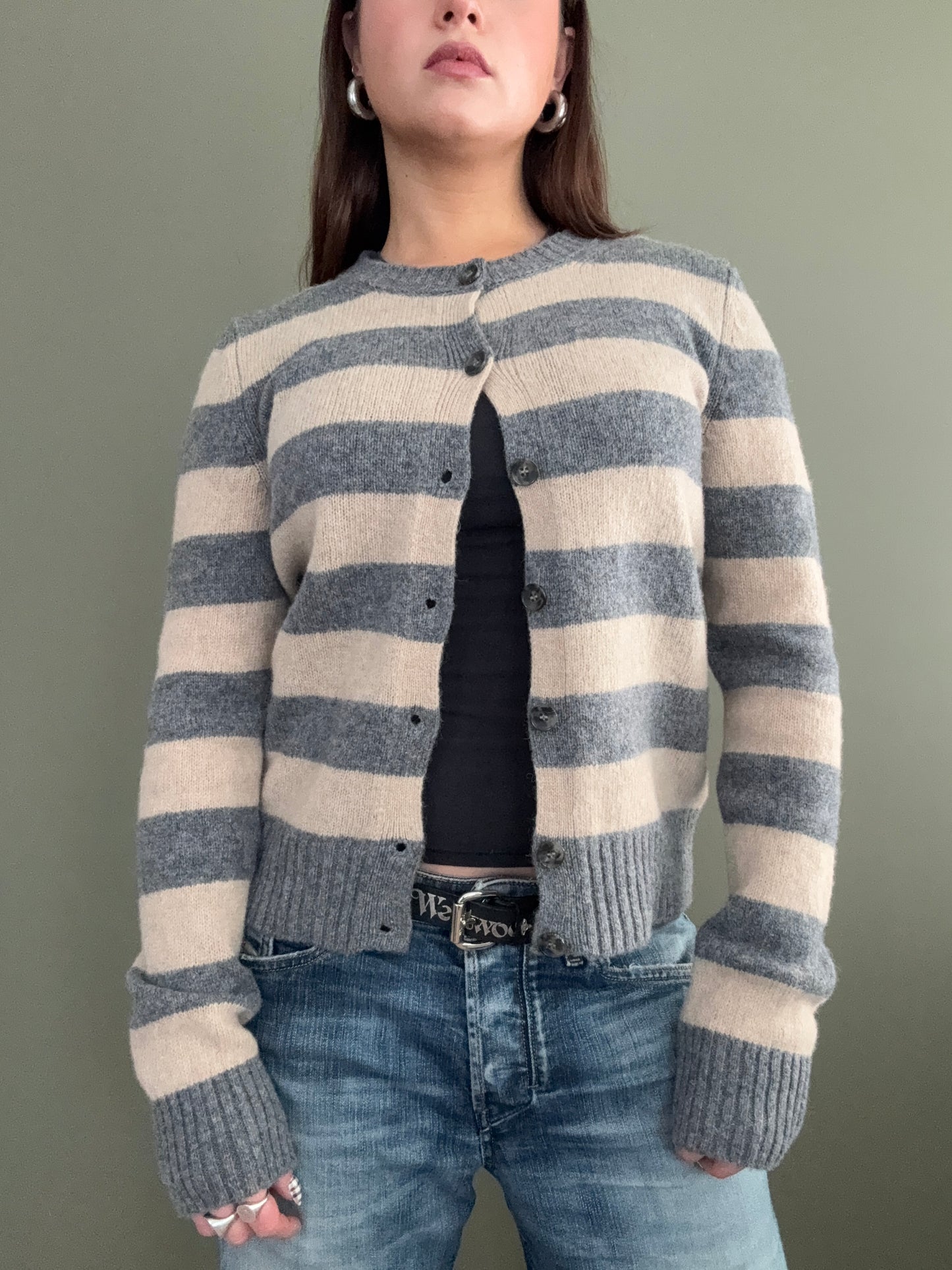 Striped Wool Cardigan (S)