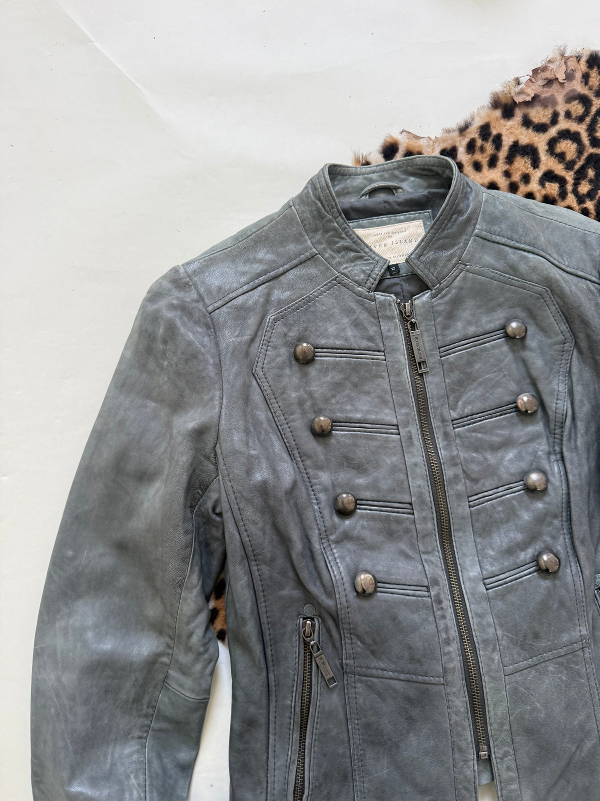 Vintage Leather Military Jacket (UK12)